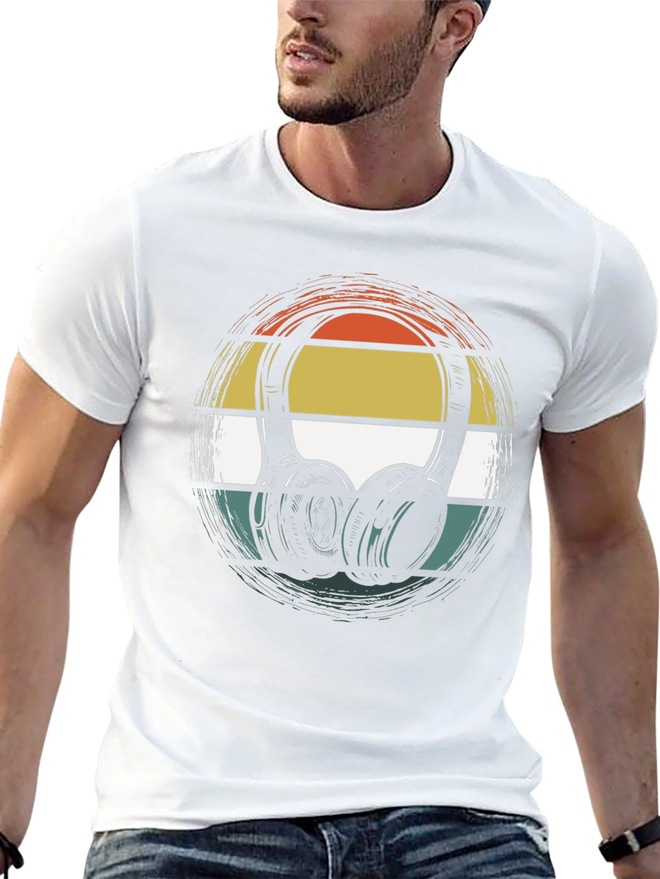 Retro Headphones Graphic Tee - Classic Style