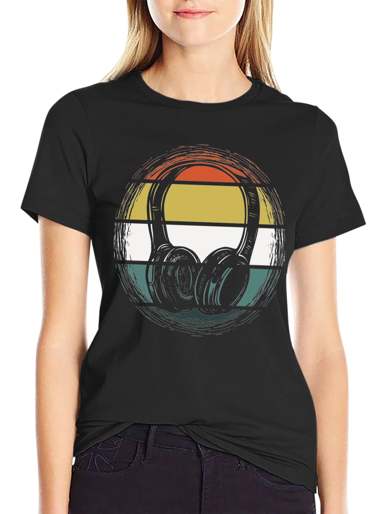 Retro Headphones Graphic Tee - Classic Style