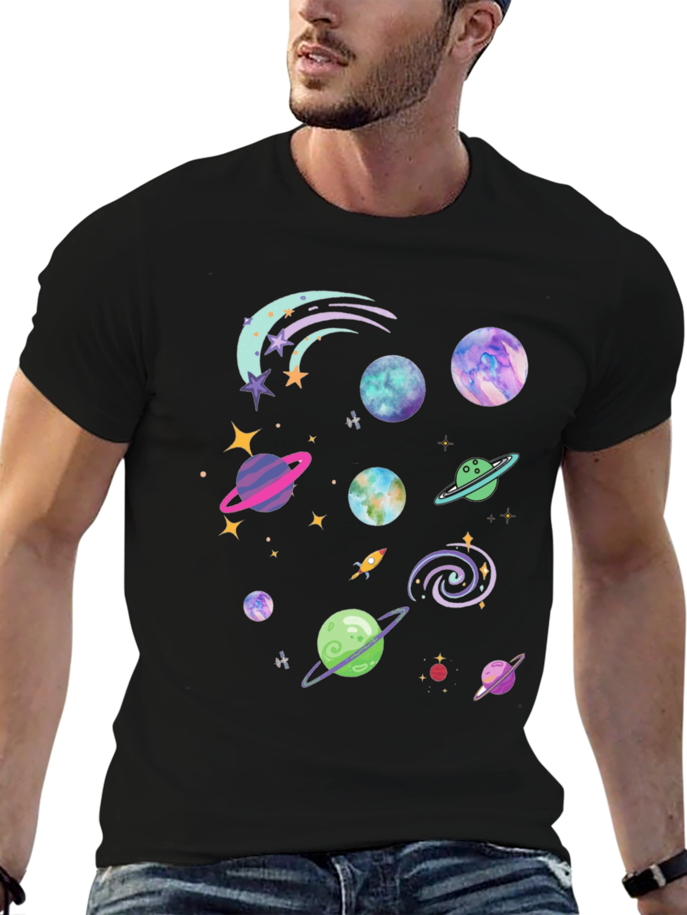 Cosmic Planets Graphic T-Shirt