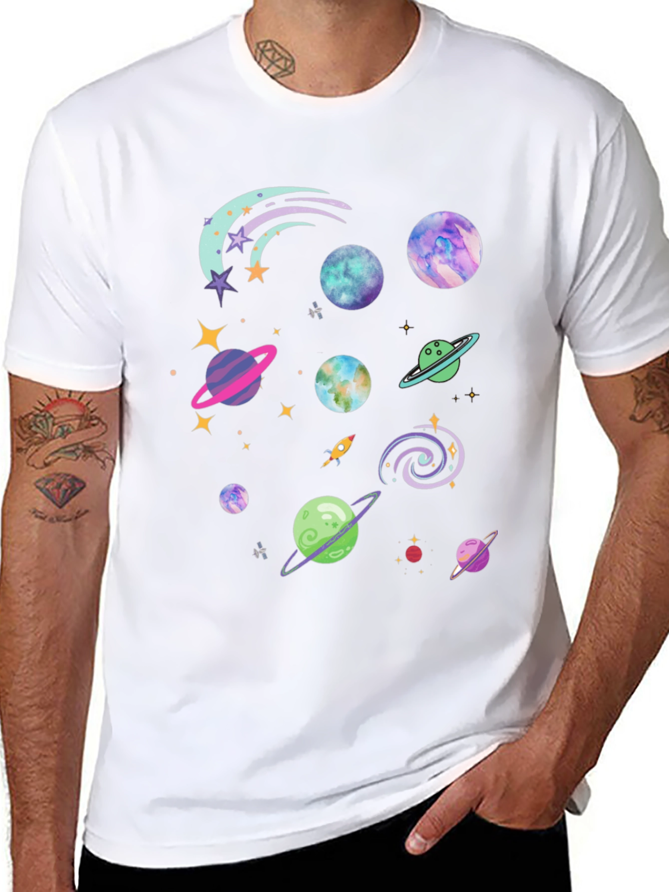 Cosmic Planets Graphic T-Shirt
