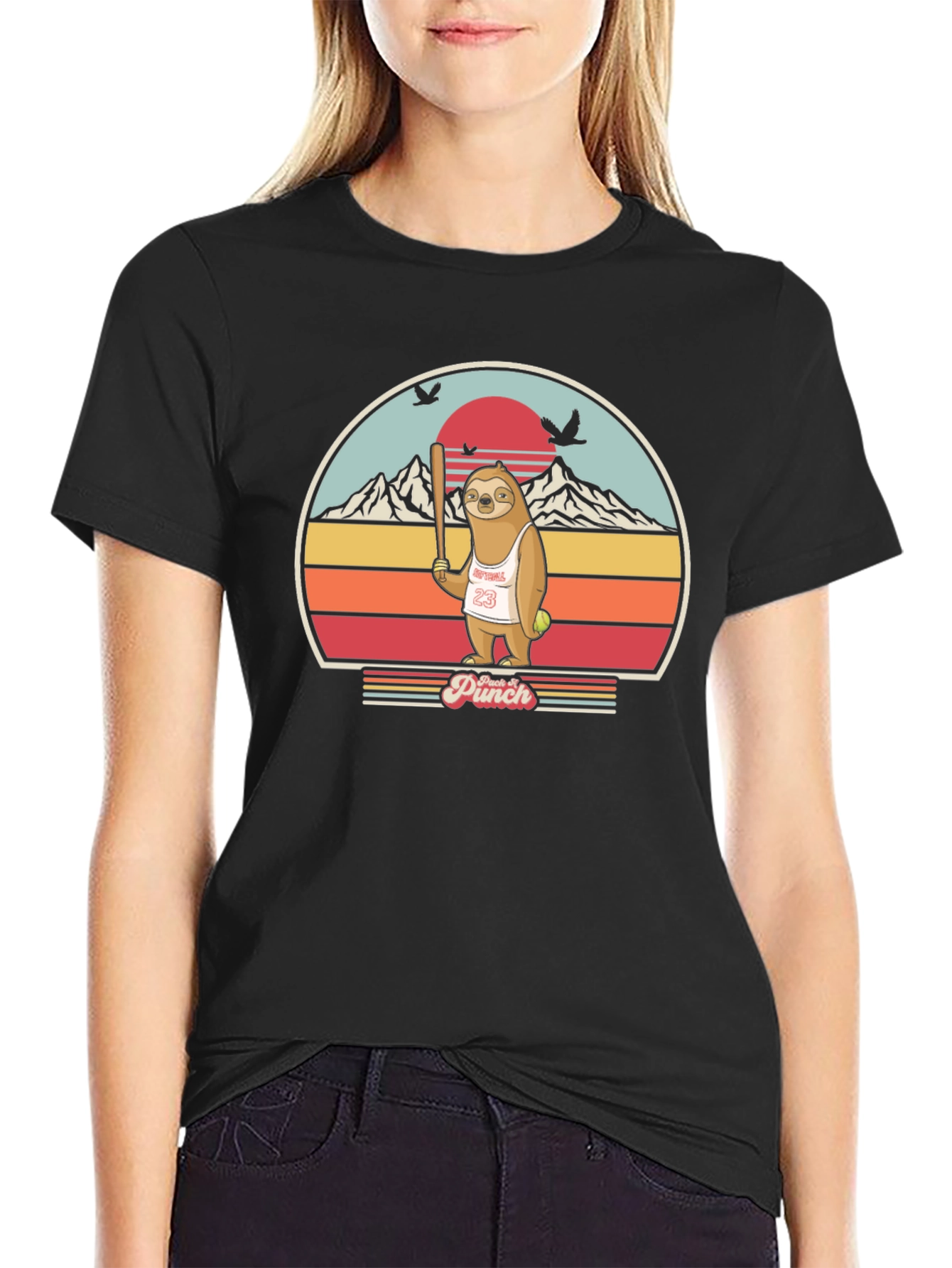 Sloth Baseball T-Shirt Funny Punch Design