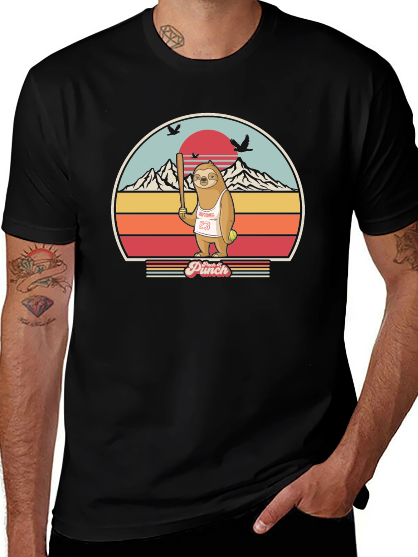 Sloth Baseball T-Shirt Funny Punch Design