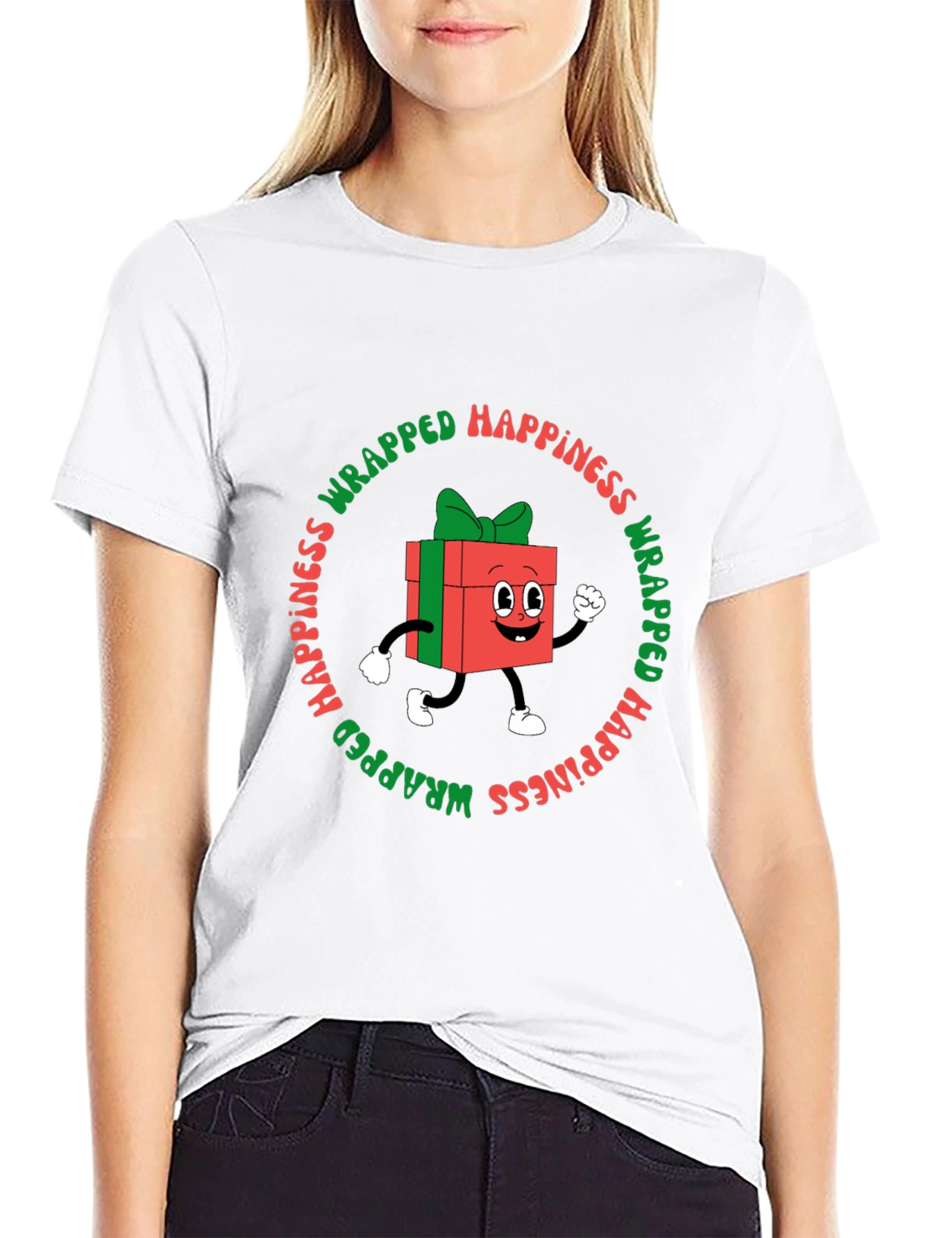 Wrapped Happiness Graphic Tee - Festive Holiday Shirt