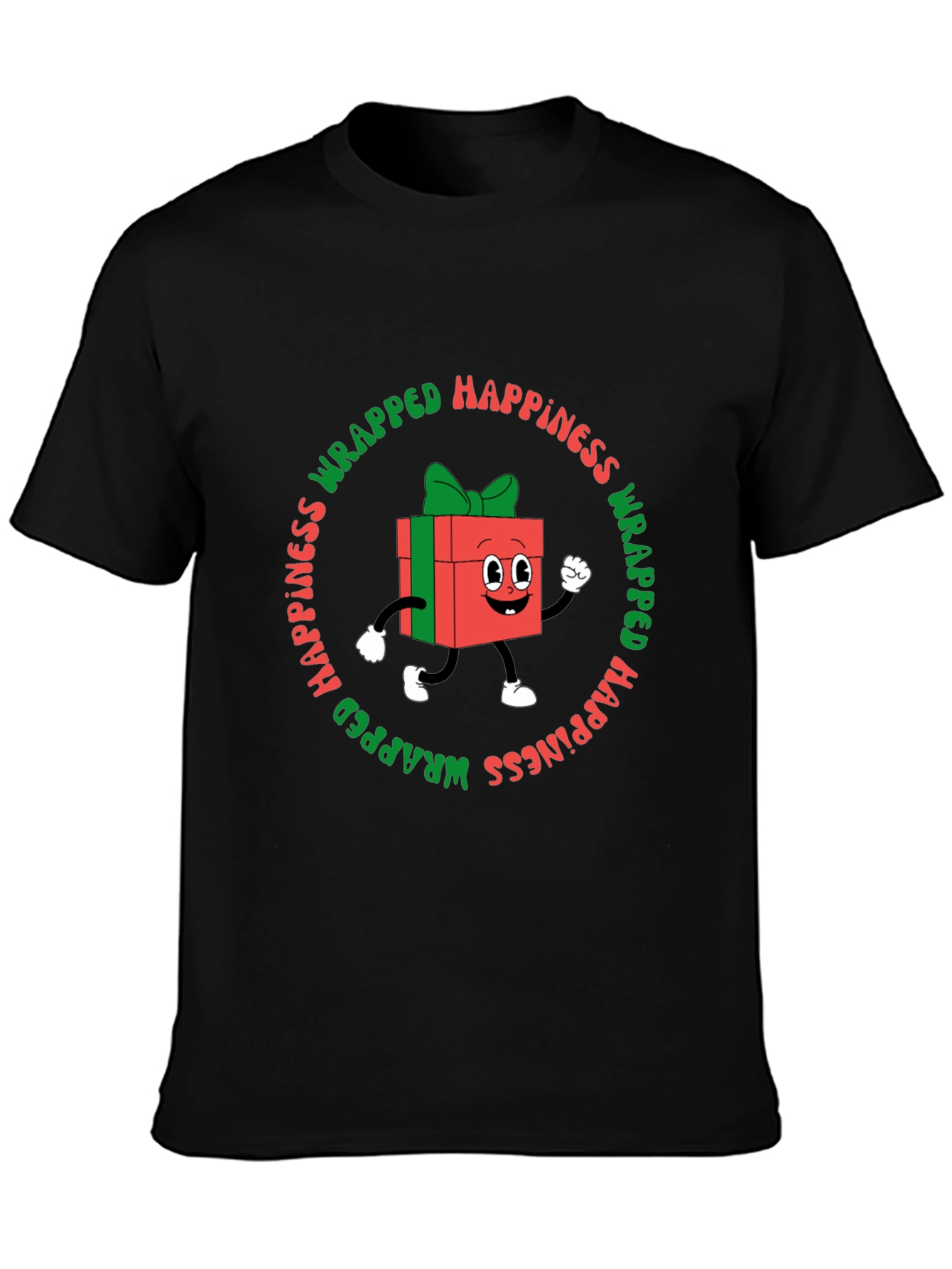 Wrapped Happiness Graphic Tee - Festive Holiday Shirt