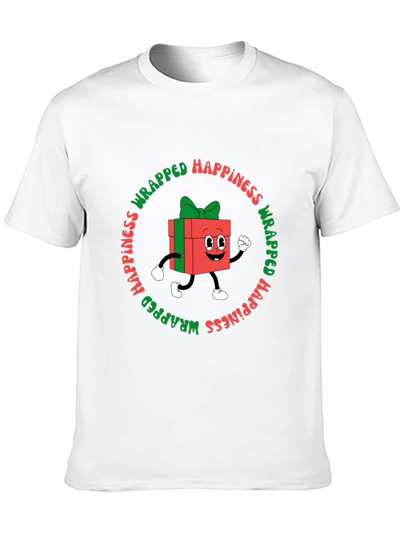 Wrapped Happiness Graphic Tee - Festive Holiday Shirt
