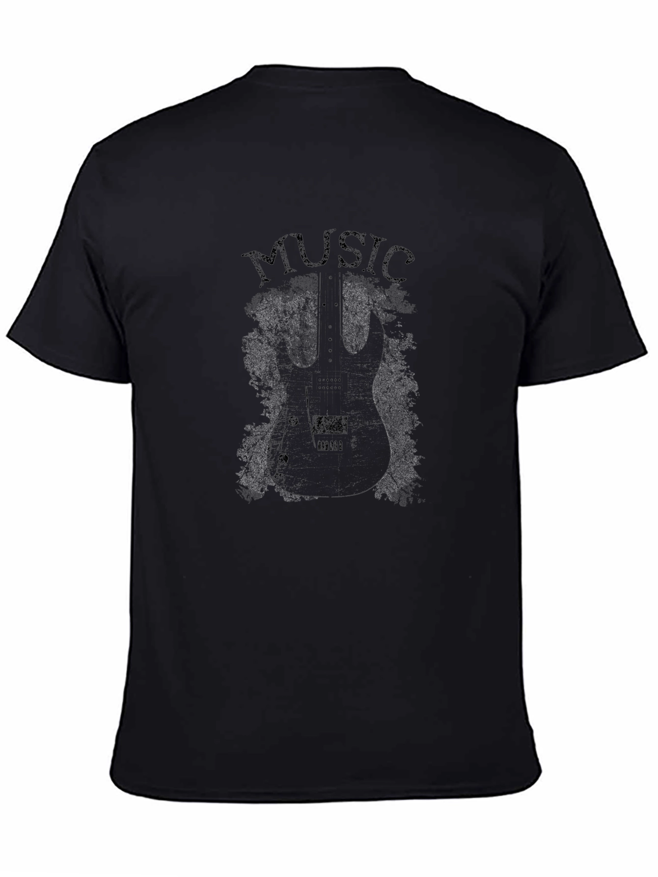 Music Guitar Graphic Black T-Shirt