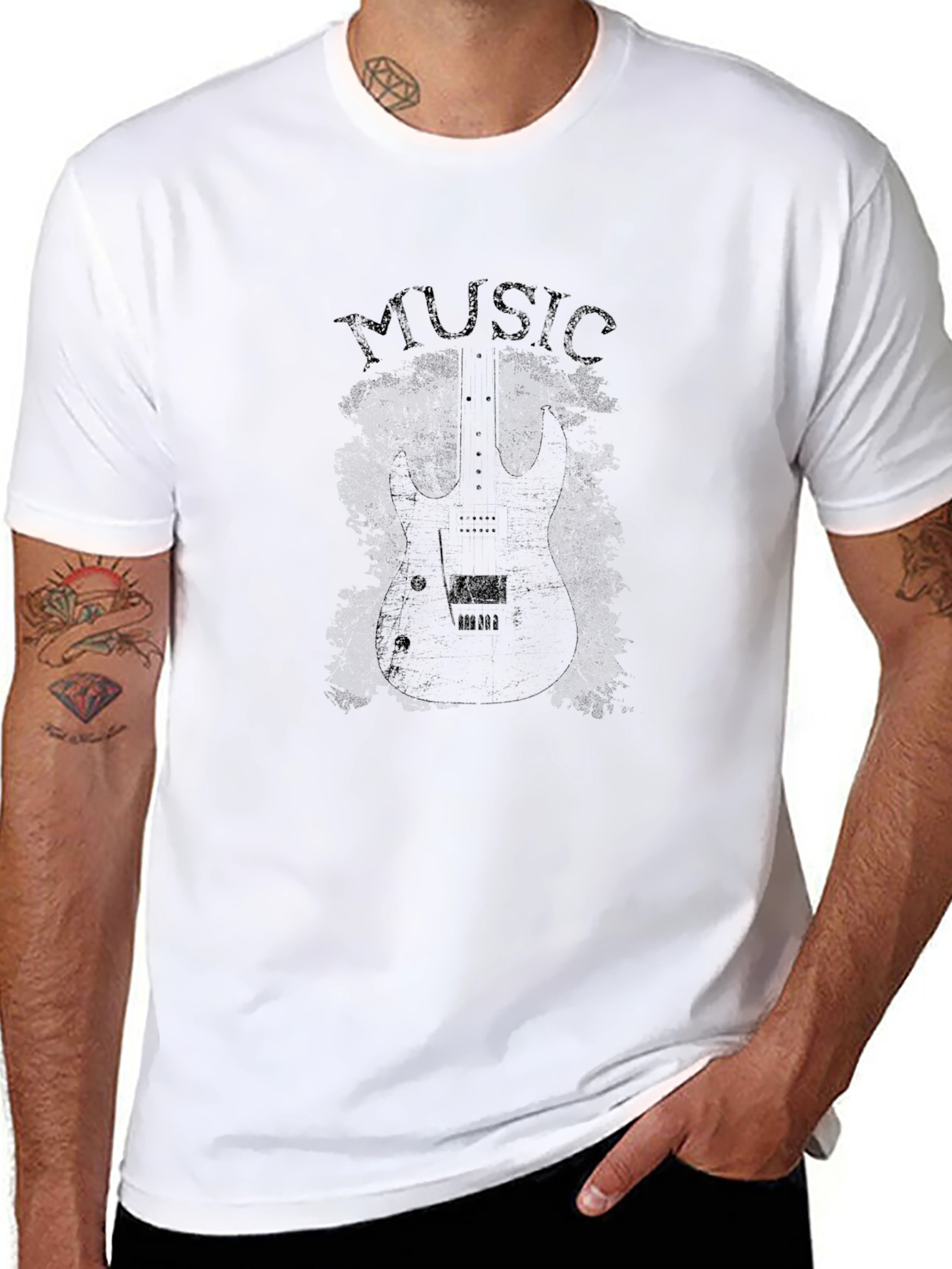 Music Guitar Graphic Black T-Shirt