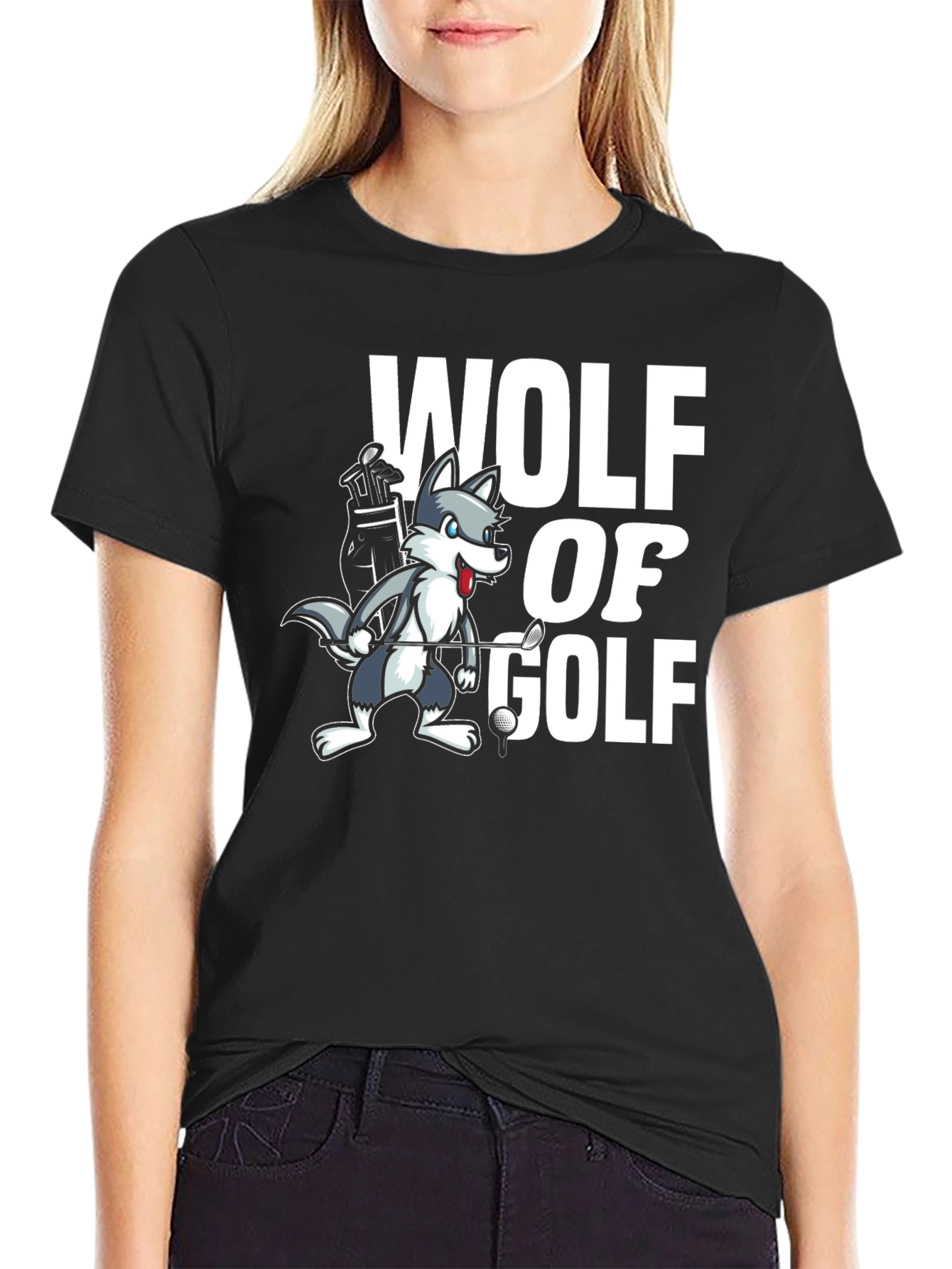 Wolf of Golf Black Graphic T-Shirt