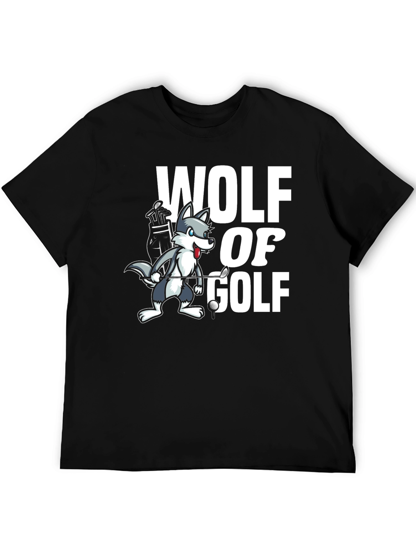 Wolf of Golf Black Graphic T-Shirt