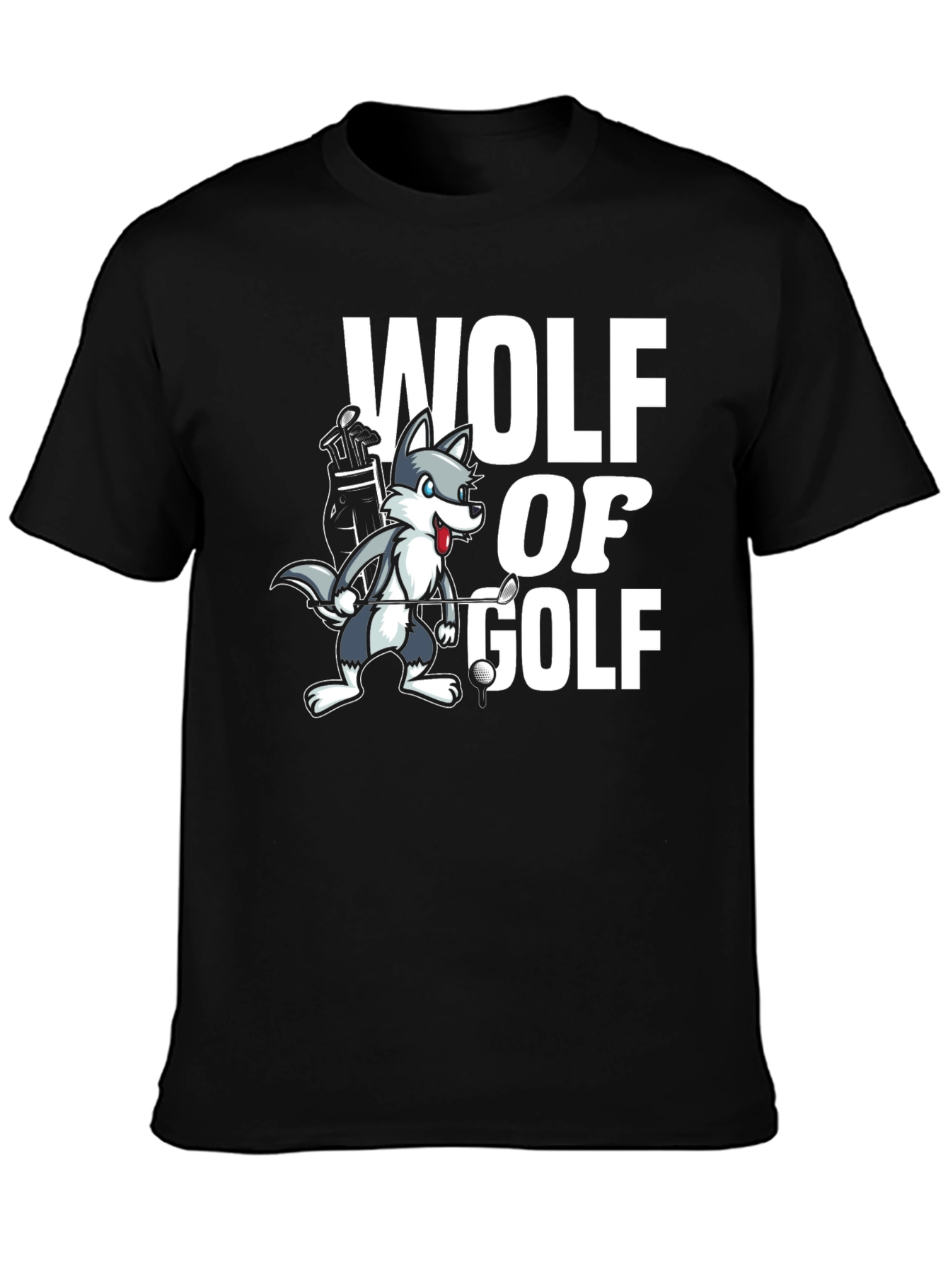 Wolf of Golf Black Graphic T-Shirt