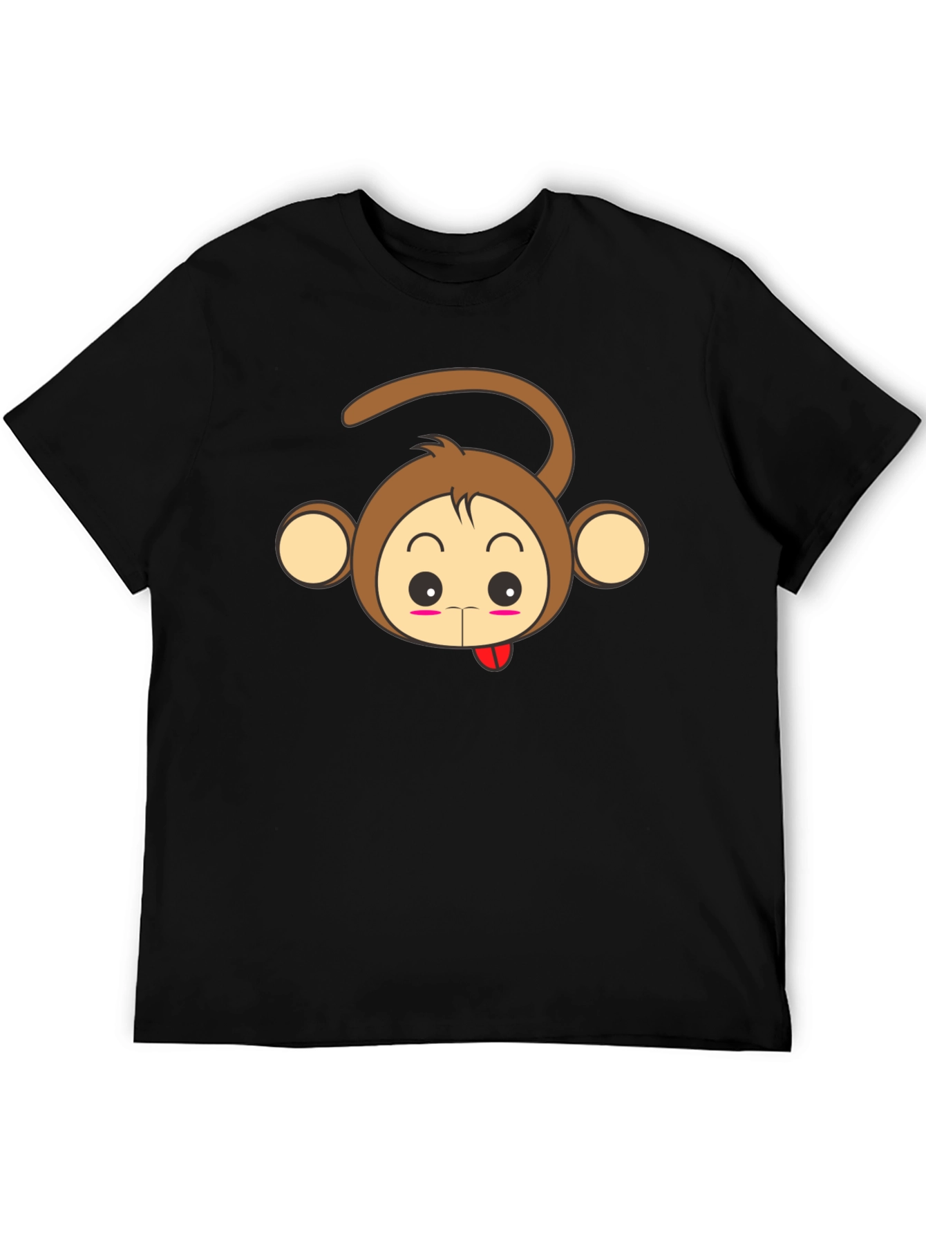 Cute Monkey Graphic Tee - Black