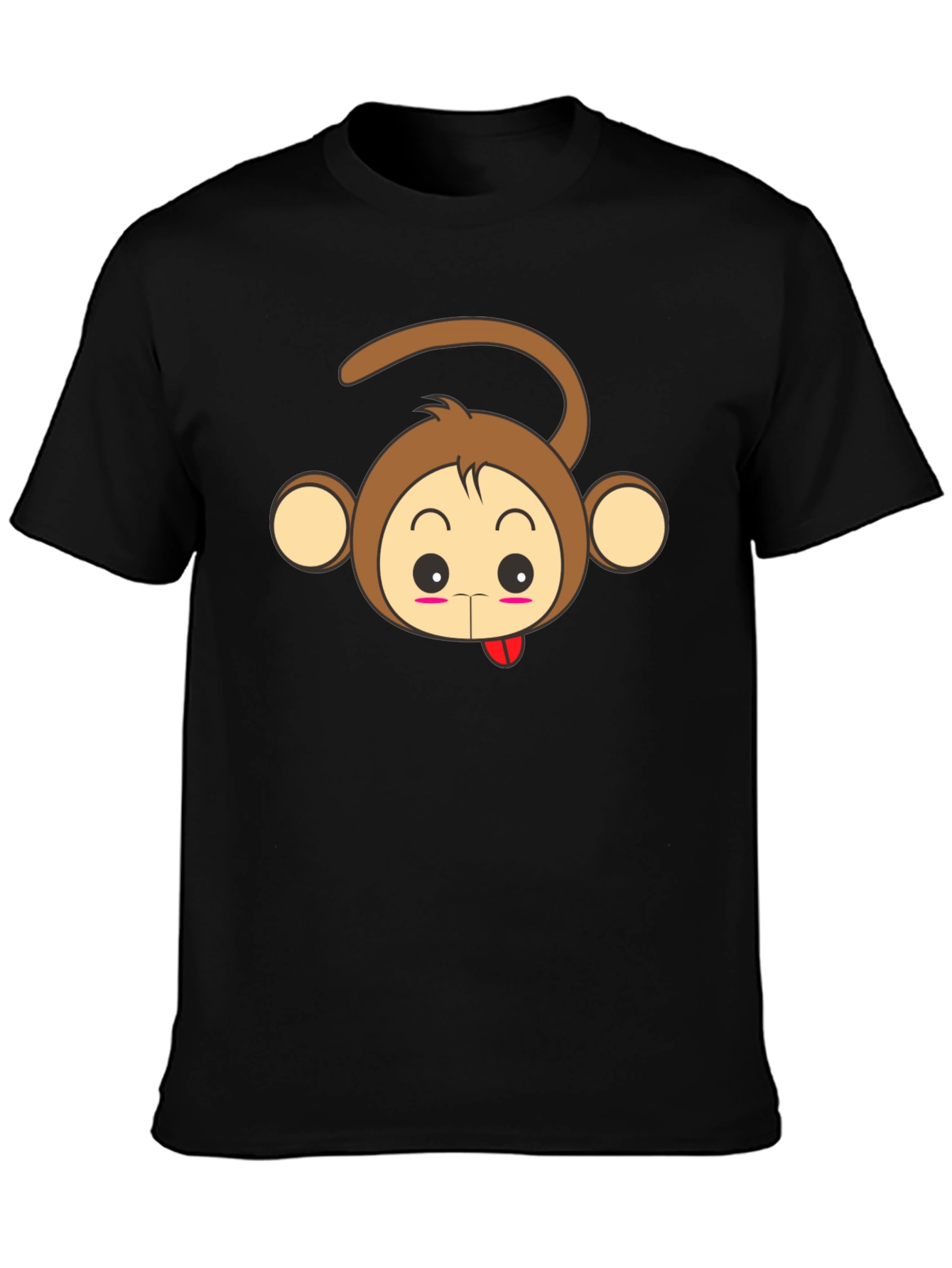 Cute Monkey Graphic Tee - Black