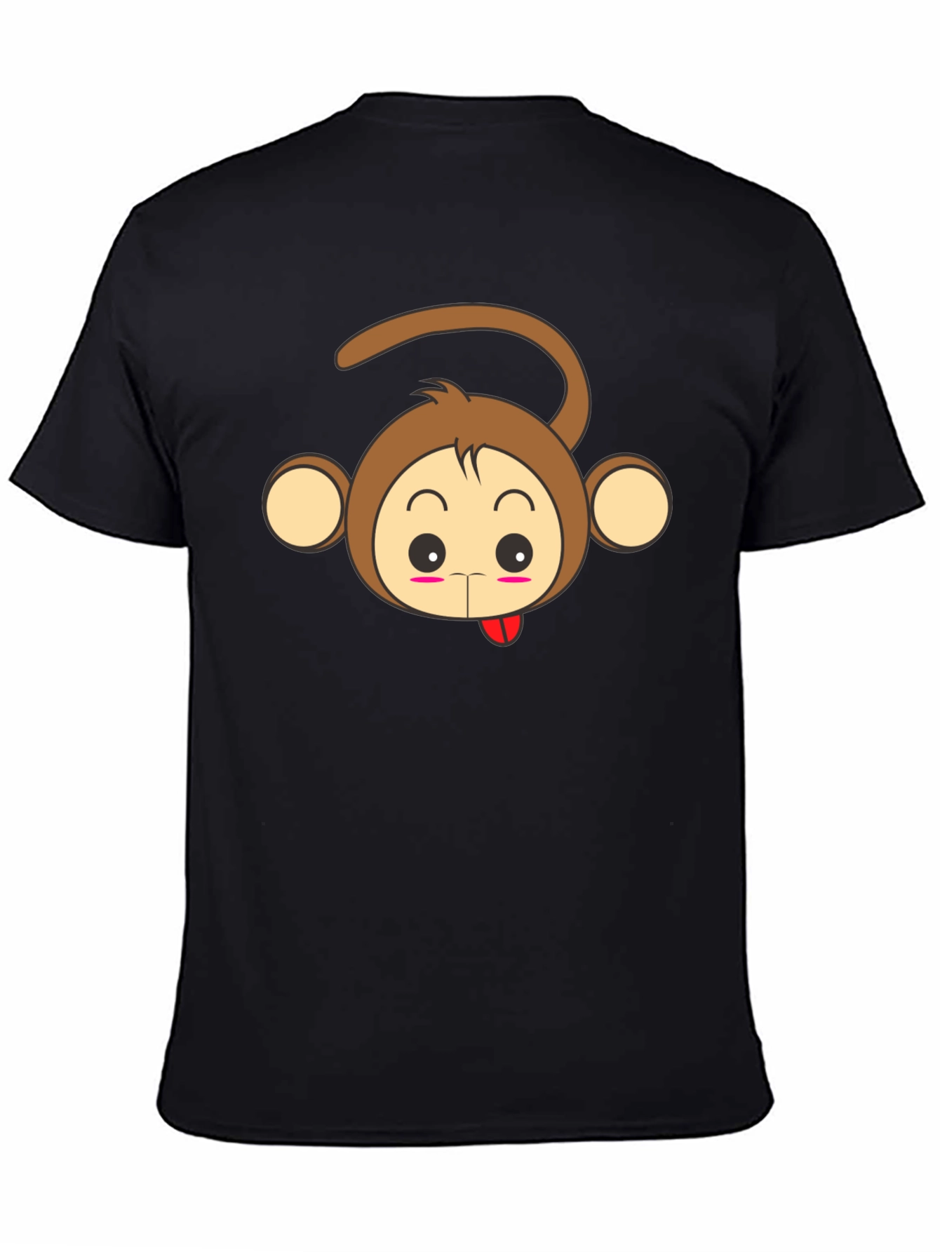 Cute Monkey Graphic Tee - Black