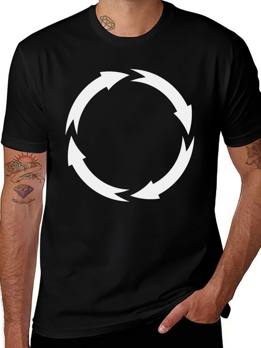 Circular Arrows Graphic Tee - Black Cotton Blend