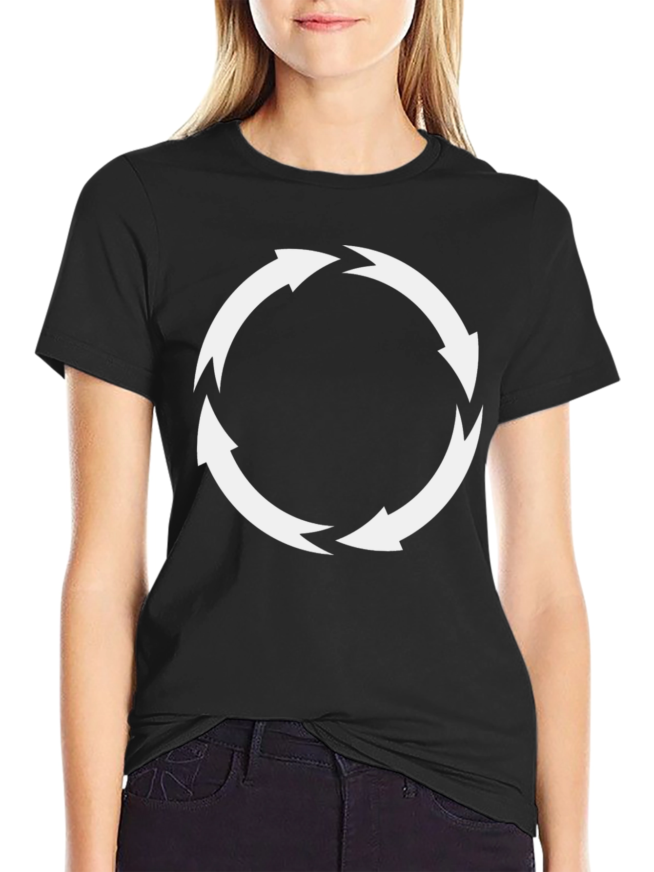 Circular Arrows Graphic Tee - Black Cotton Blend