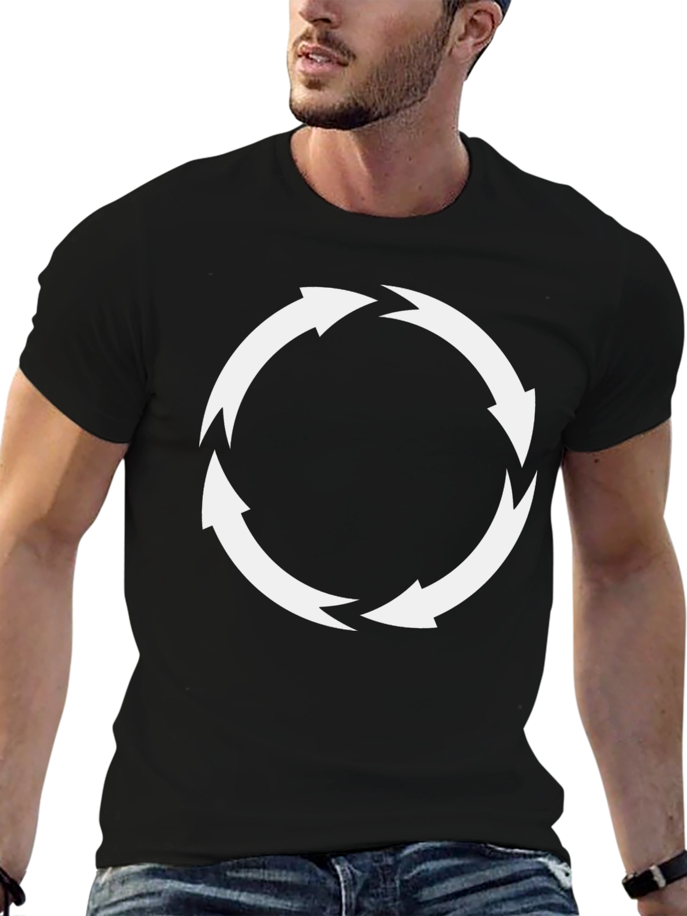 Circular Arrows Graphic Tee - Black Cotton Blend