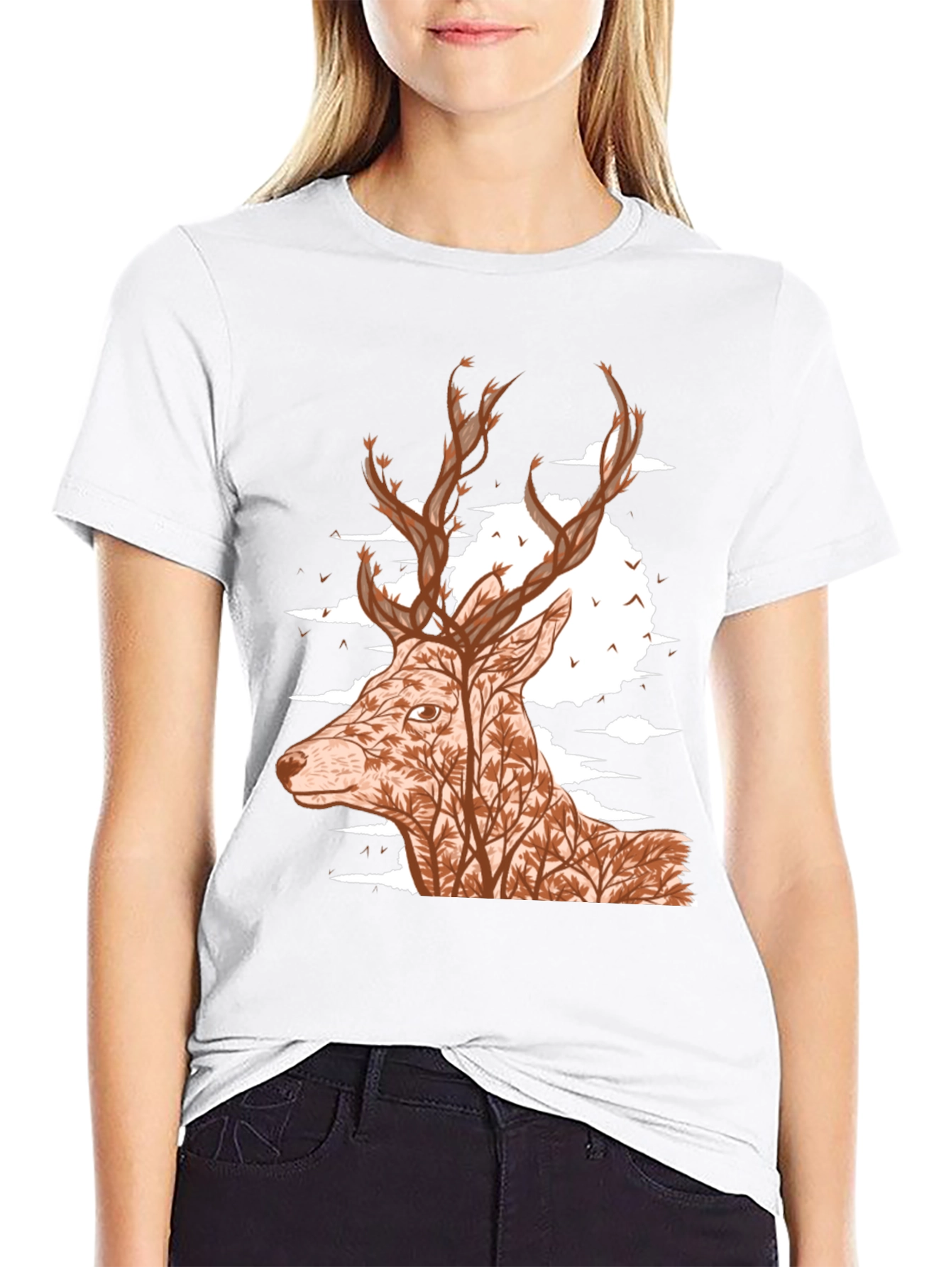 Nature Deer Graphic Tee - Unisex Black T-Shirt