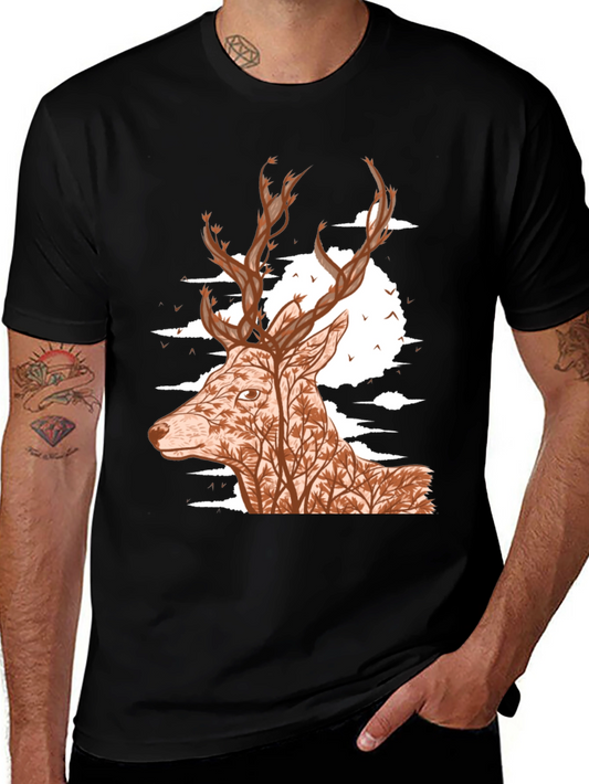 Nature Deer Graphic Tee - Unisex Black T-Shirt