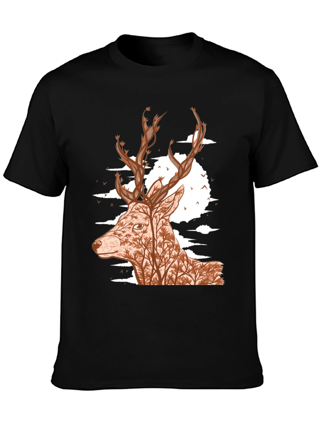 Nature Deer Graphic Tee - Unisex Black T-Shirt