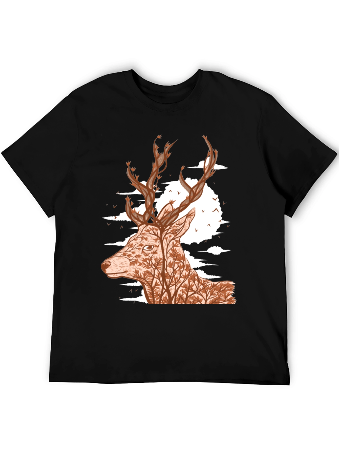 Nature Deer Graphic Tee - Unisex Black T-Shirt