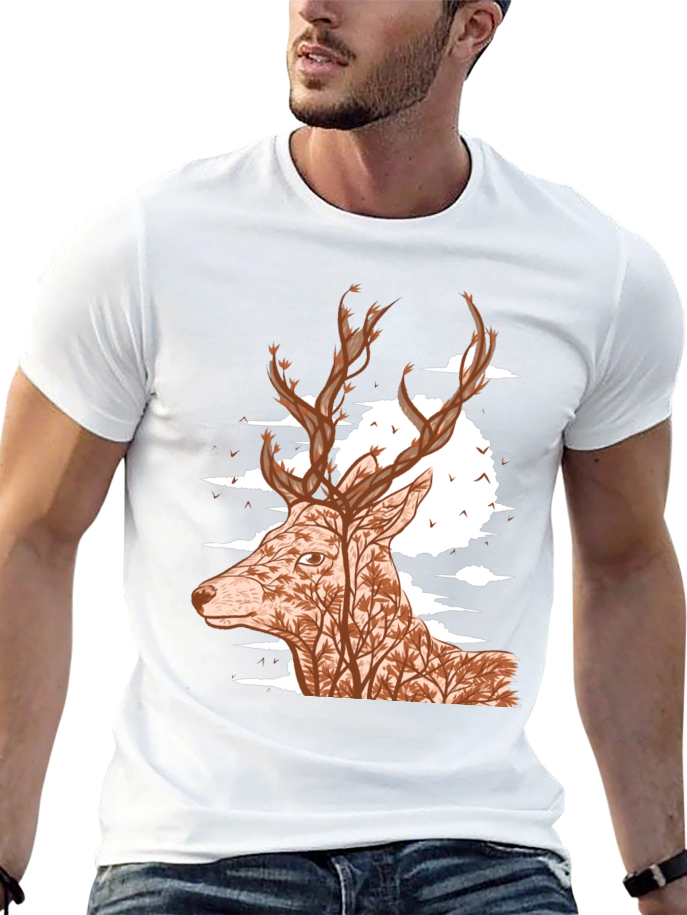Nature Deer Graphic Tee - Unisex Black T-Shirt