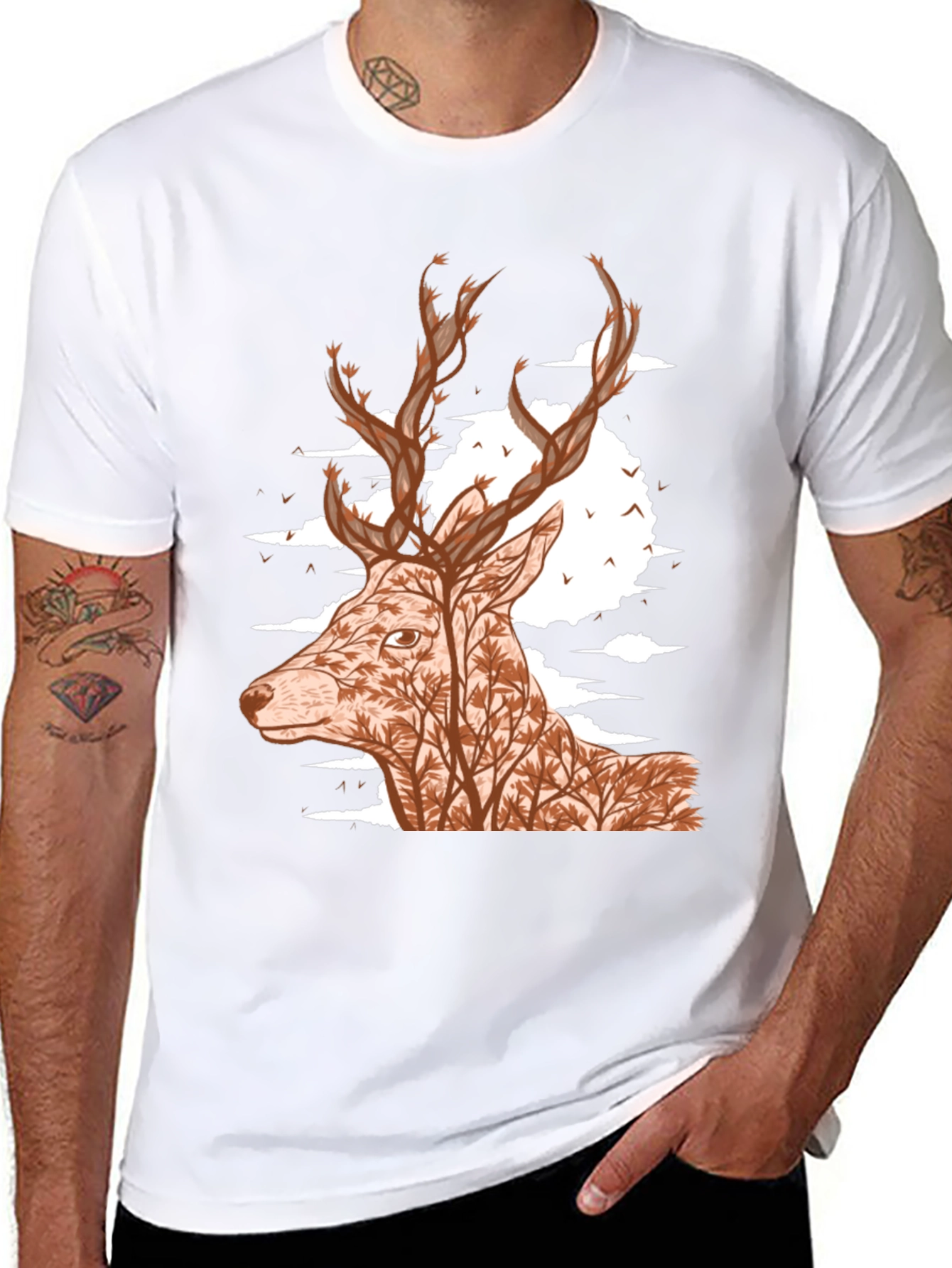Nature Deer Graphic Tee - Unisex Black T-Shirt