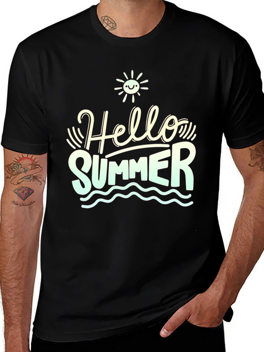 Hello Summer Black T-Shirt - Stylish Graphic Tee