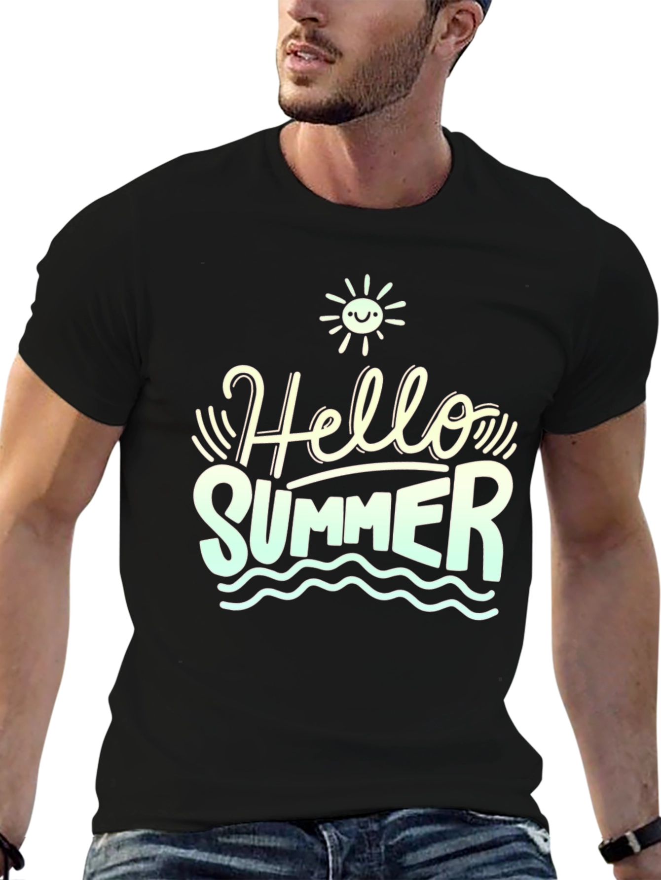 Hello Summer Black T-Shirt - Stylish Graphic Tee