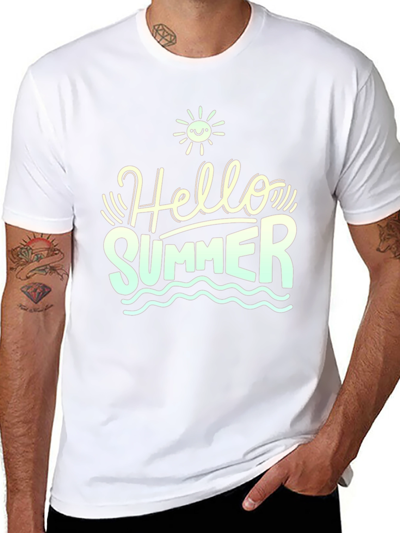 Hello Summer Black T-Shirt - Stylish Graphic Tee