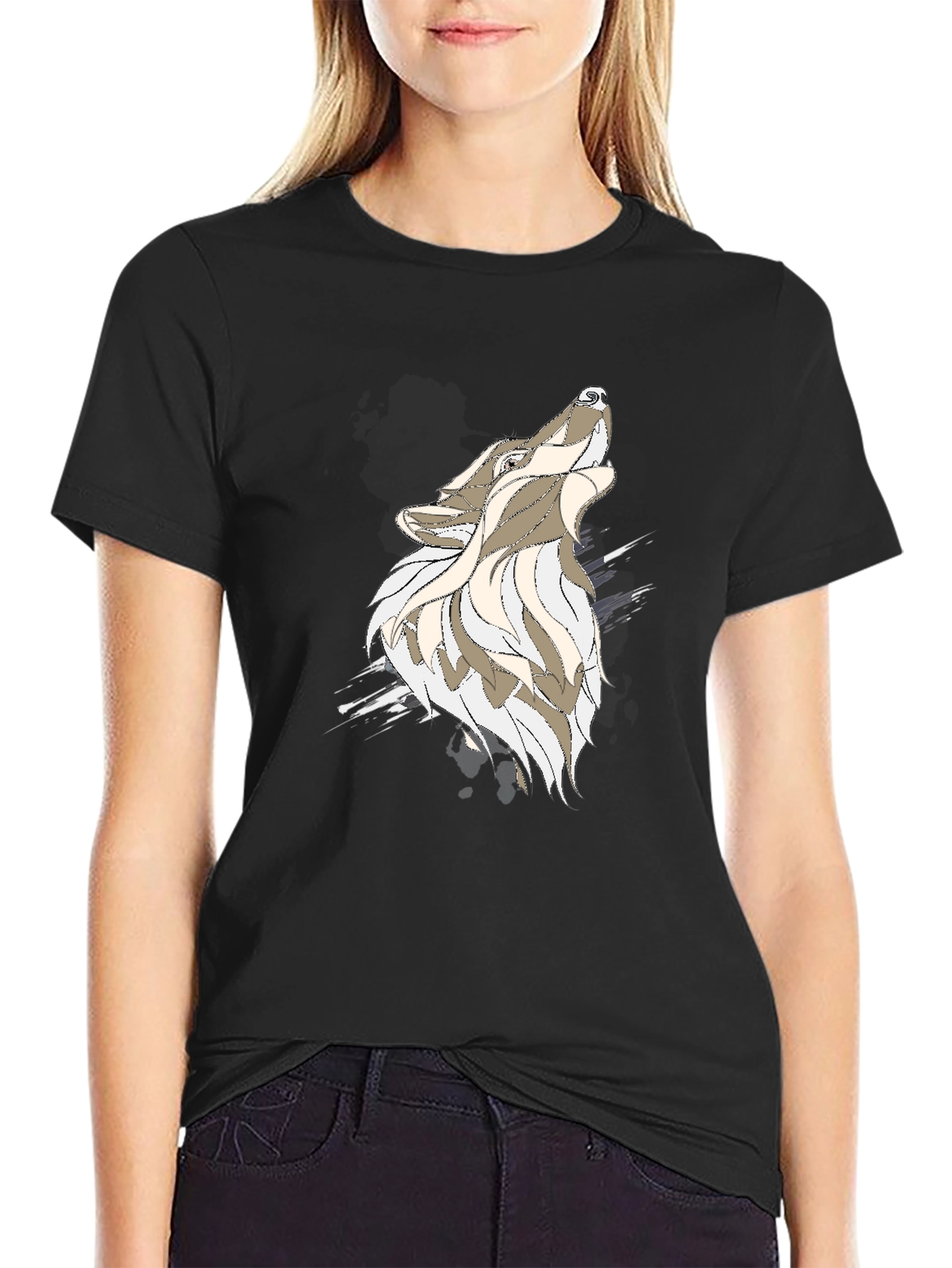 Black Wolf Graphic Tee - Mens Casual Shirt