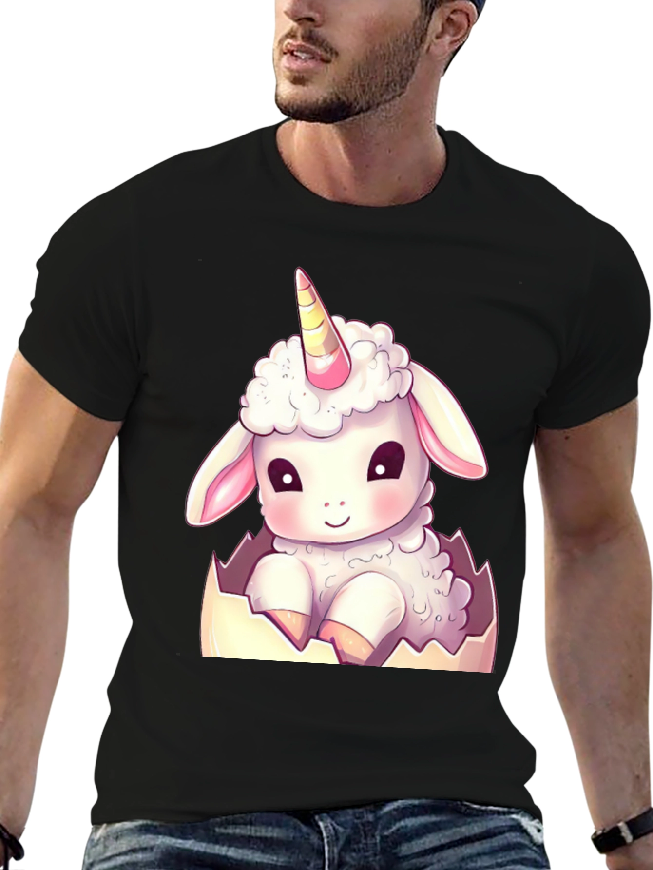 Cute Unicorn Sheep in Eggshell T-Shirt