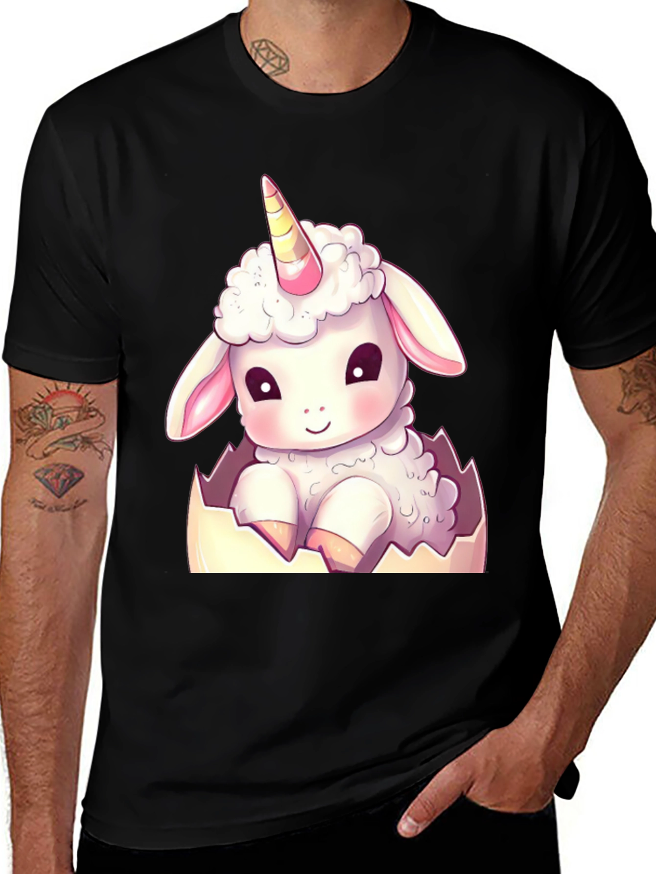 Cute Unicorn Sheep in Eggshell T-Shirt