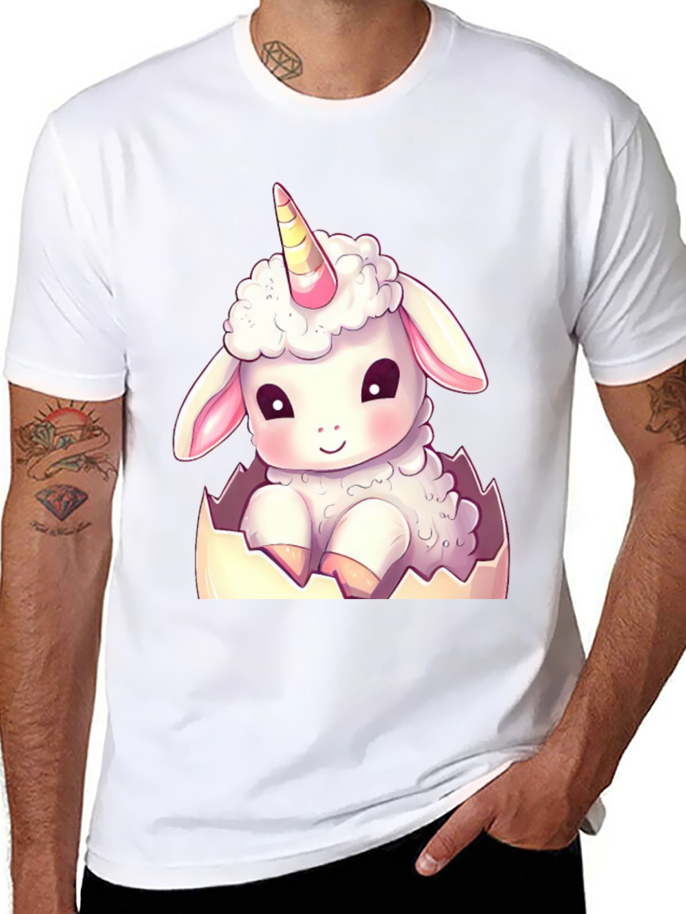 Cute Unicorn Sheep in Eggshell T-Shirt