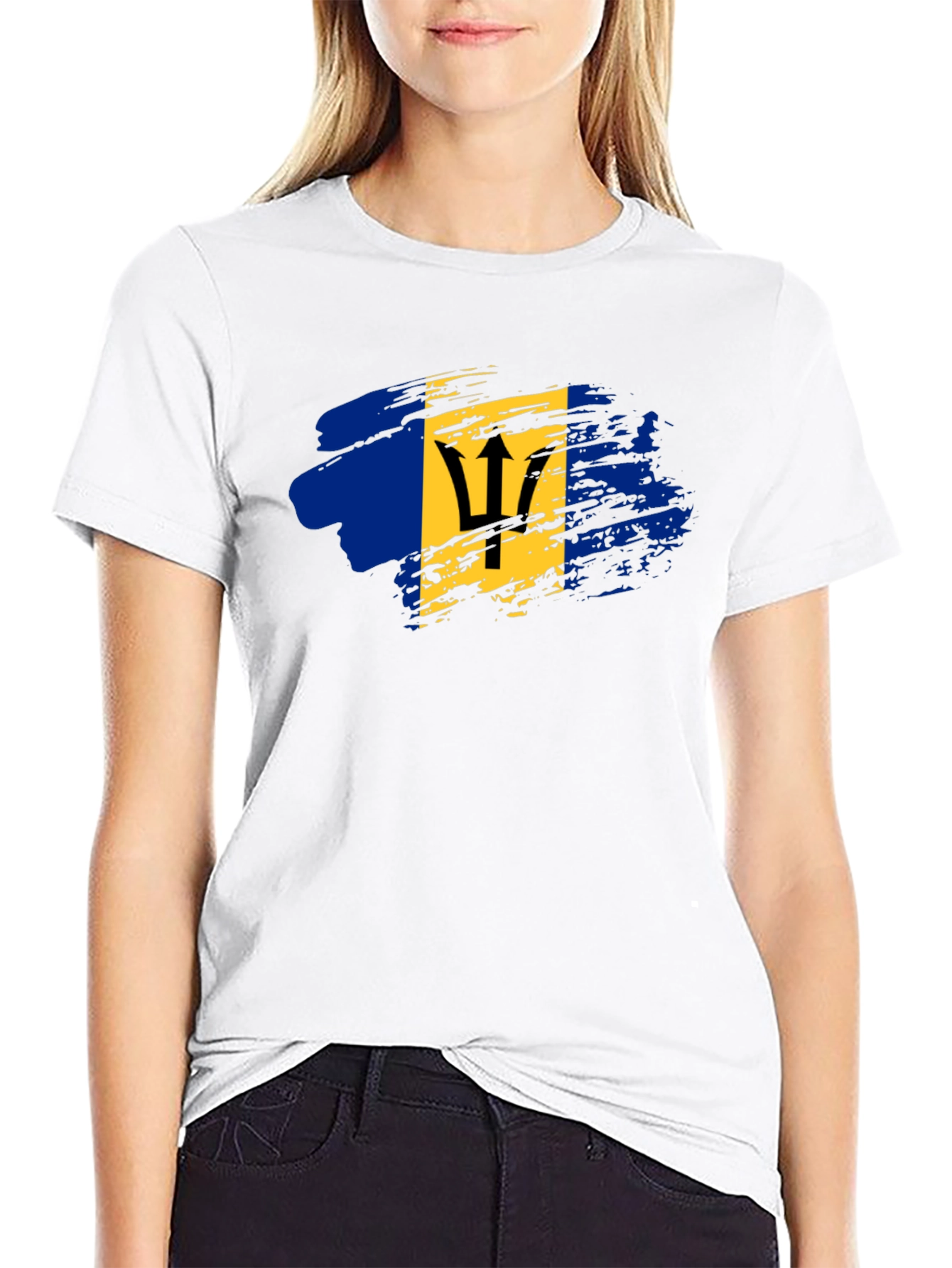 Barbados Flag T-Shirt - Mens Black Tee