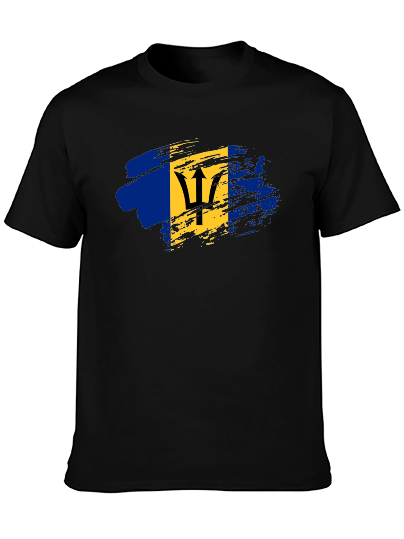 Barbados Flag T-Shirt - Mens Black Tee