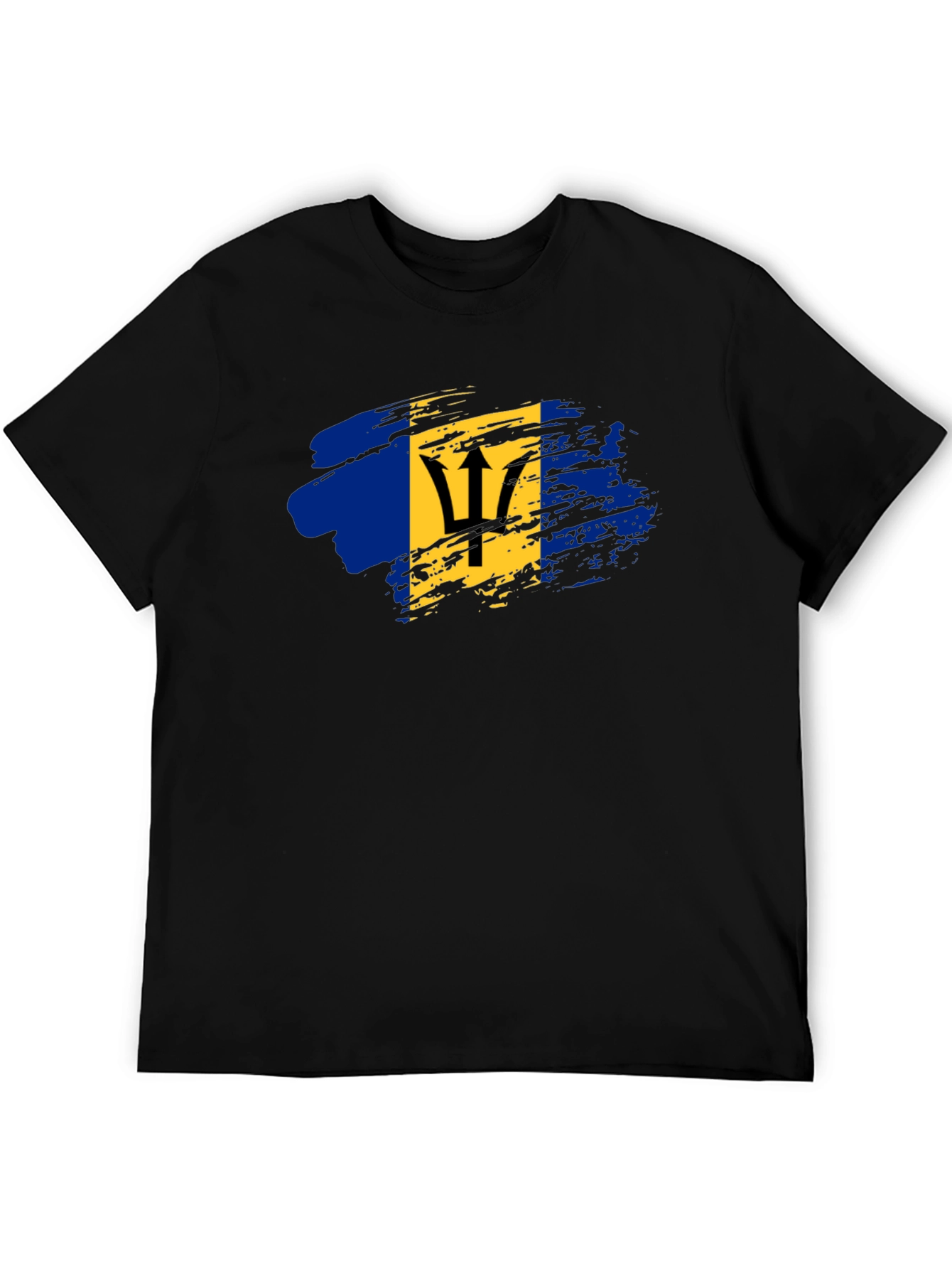 Barbados Flag T-Shirt - Mens Black Tee