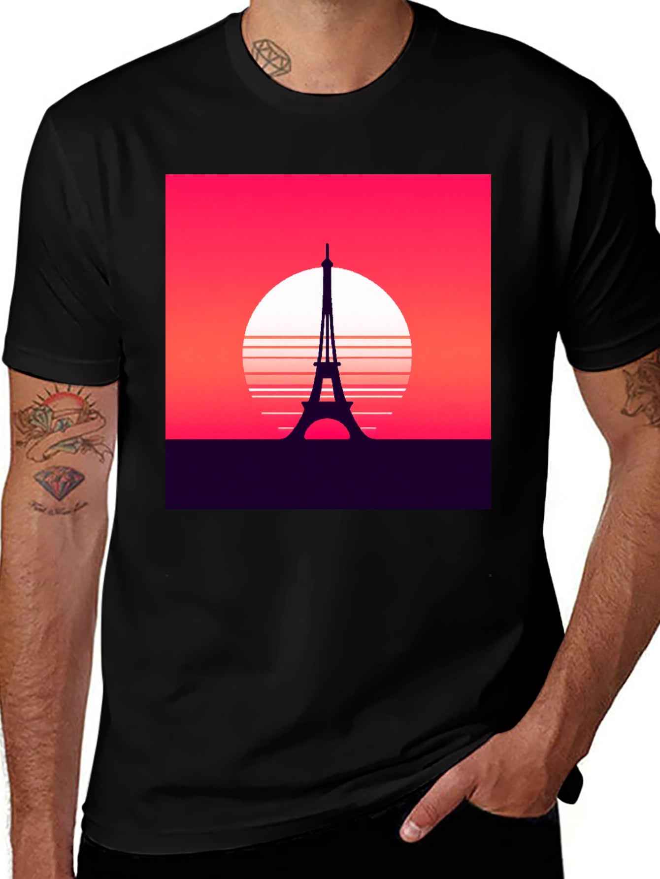 Paris Sunset Graphic Tee - Retro Style
