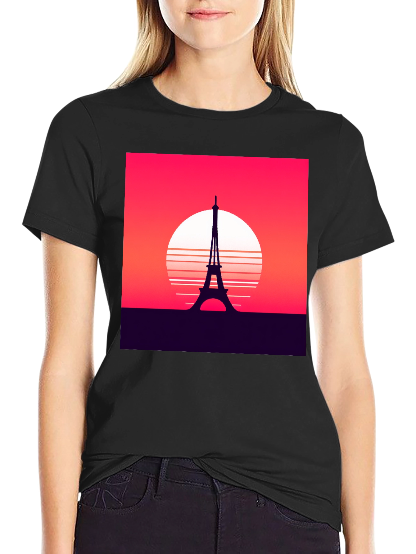 Paris Sunset Graphic Tee - Retro Style