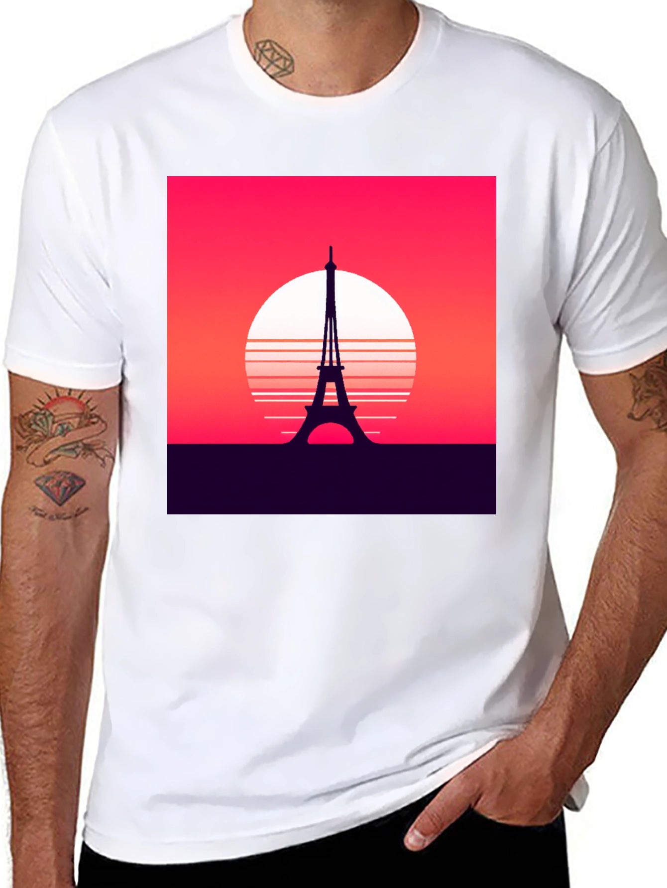 Paris Sunset Graphic Tee - Retro Style
