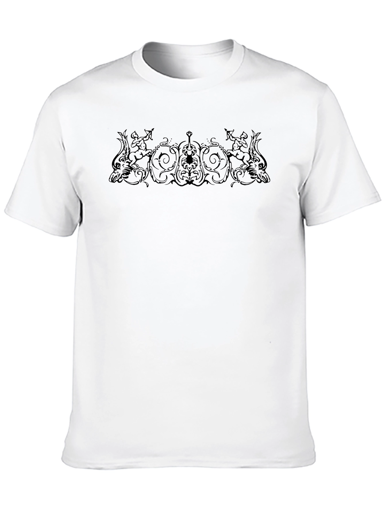 Ornate Graphic Print Black T-Shirt