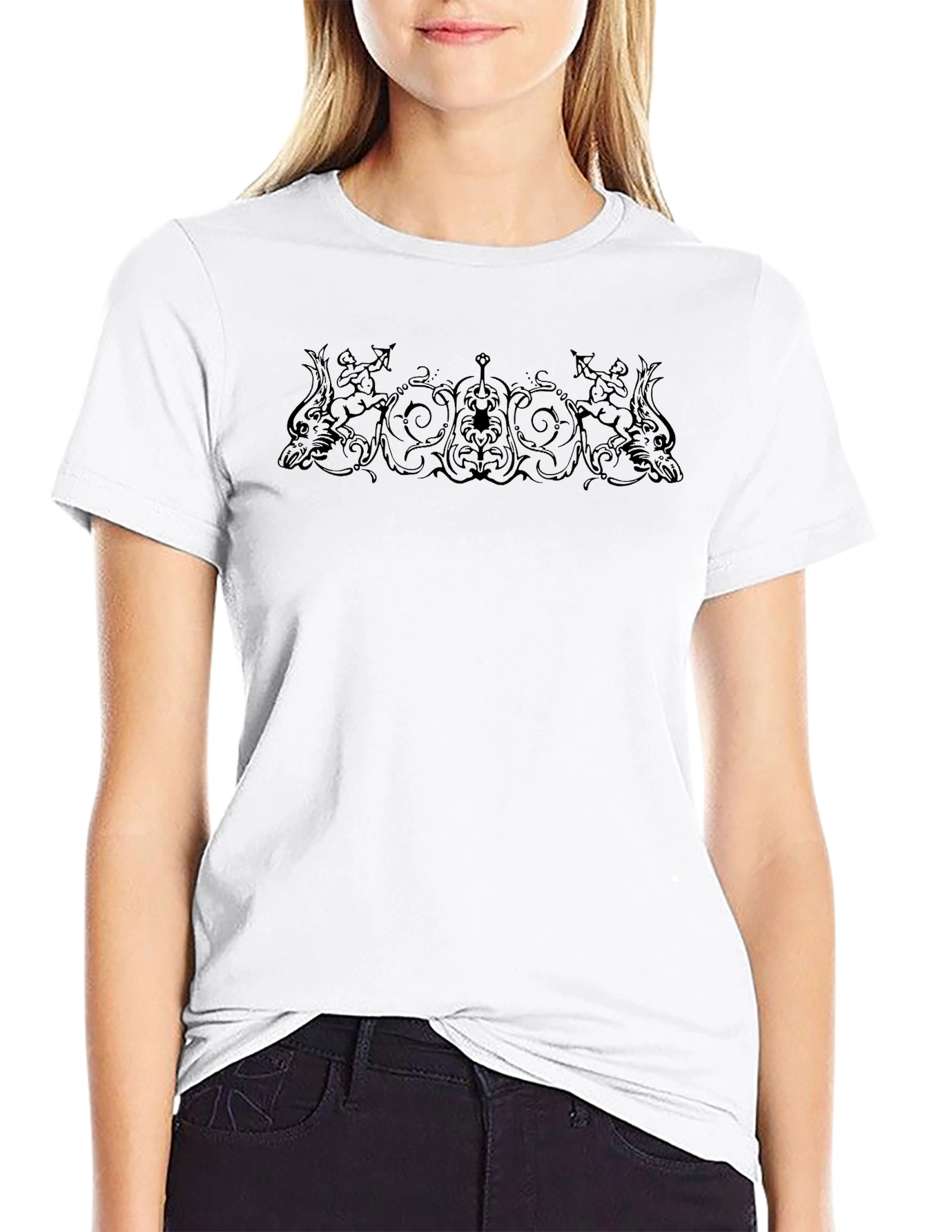 Ornate Graphic Print Black T-Shirt