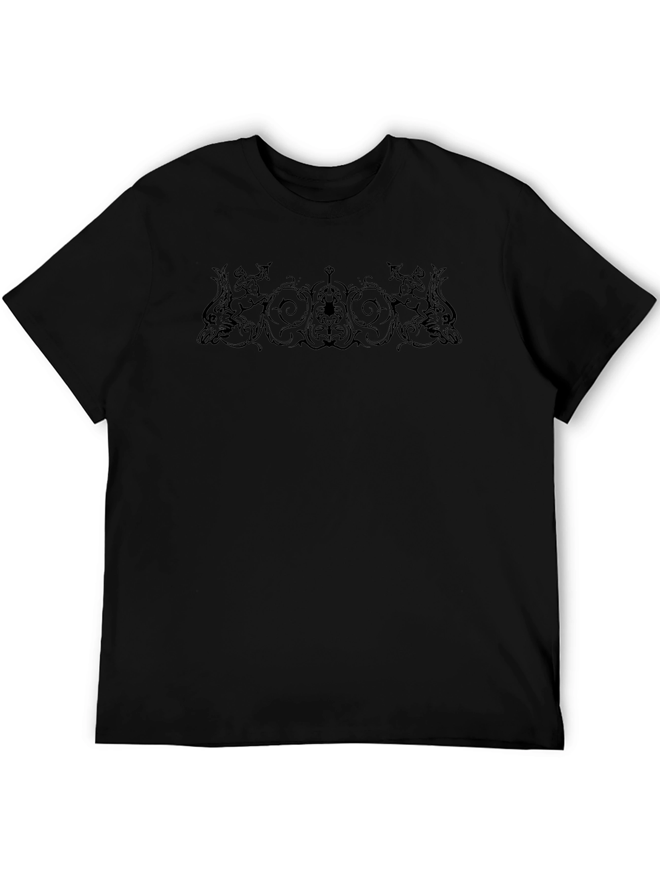 Ornate Graphic Print Black T-Shirt