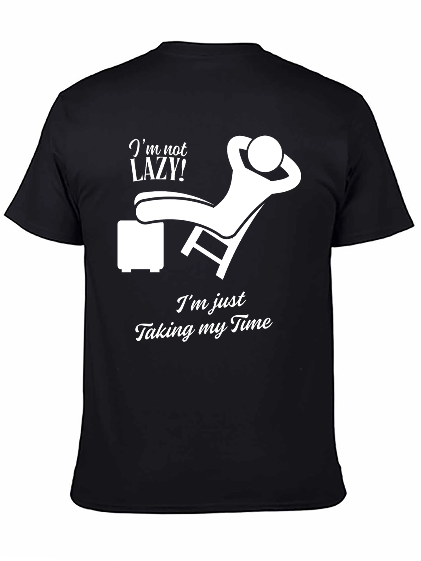 Relaxed Fit Lazy Time T-Shirt - Black