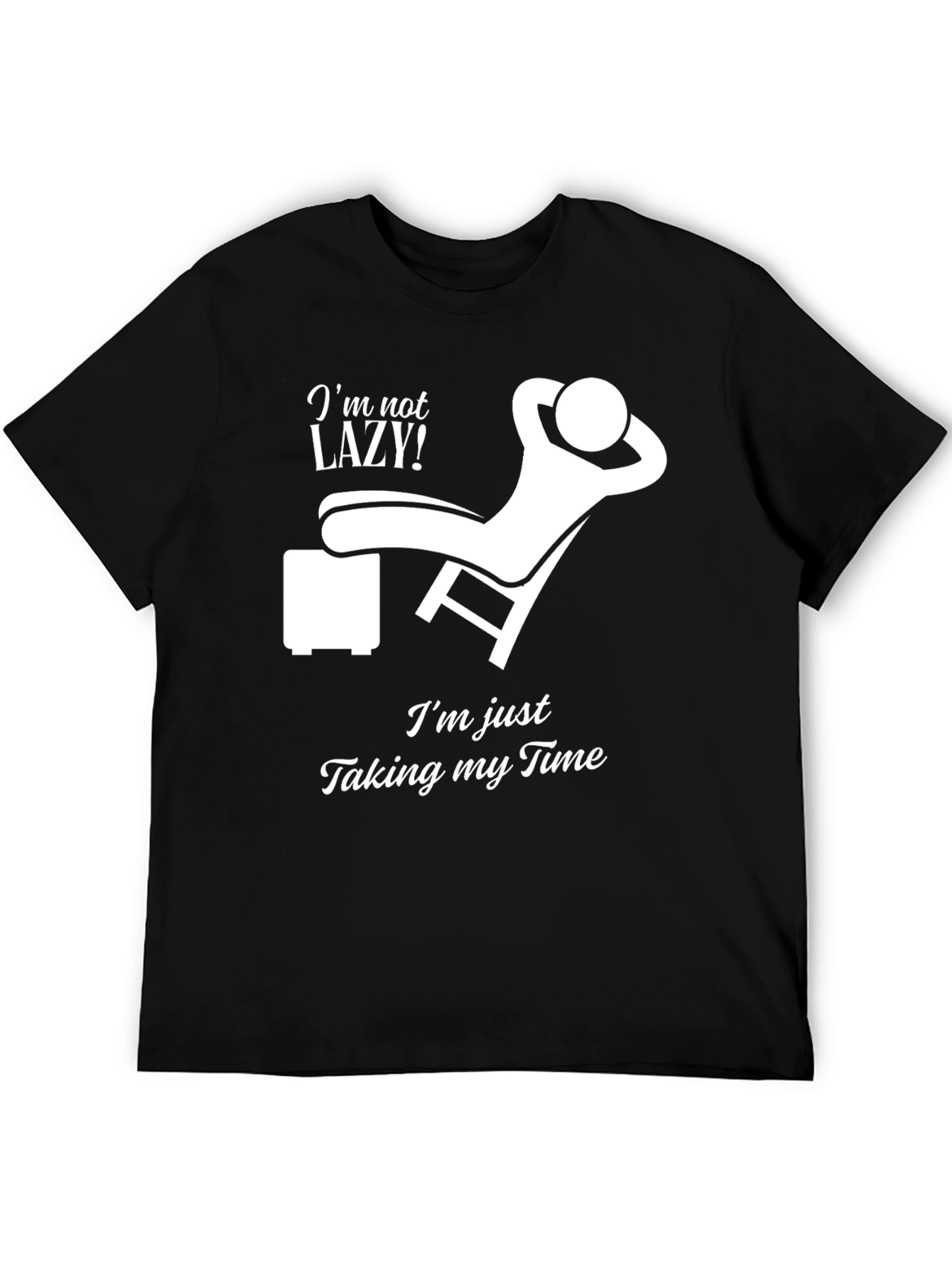 Relaxed Fit Lazy Time T-Shirt - Black