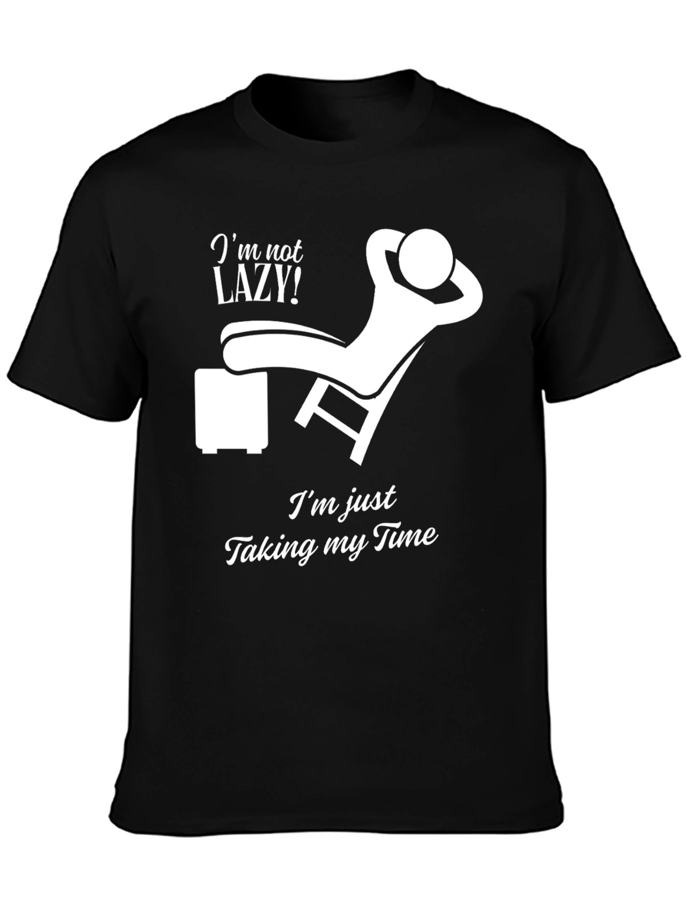 Relaxed Fit Lazy Time T-Shirt - Black