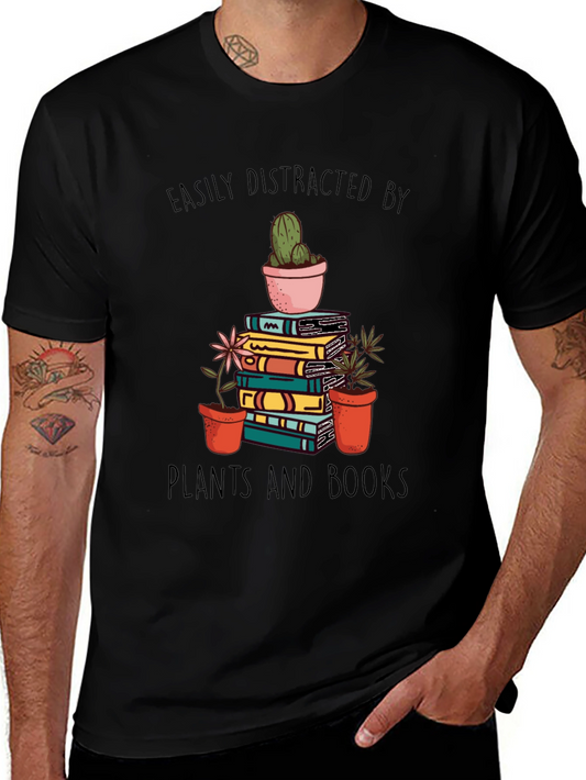 Easily Distracted by Plants and Books T-Shirt