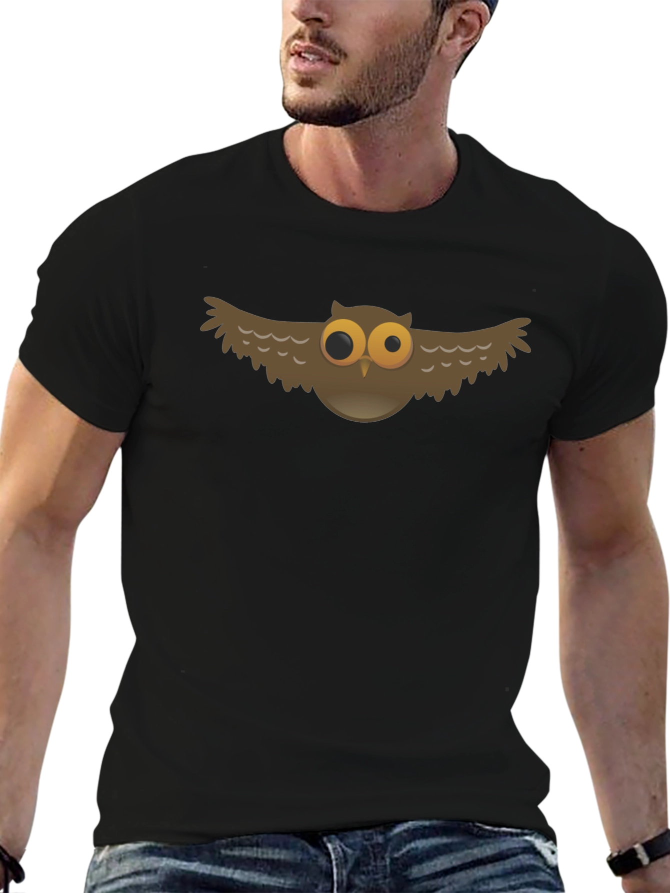 Owl Graphic Black T-Shirt - Unique Design