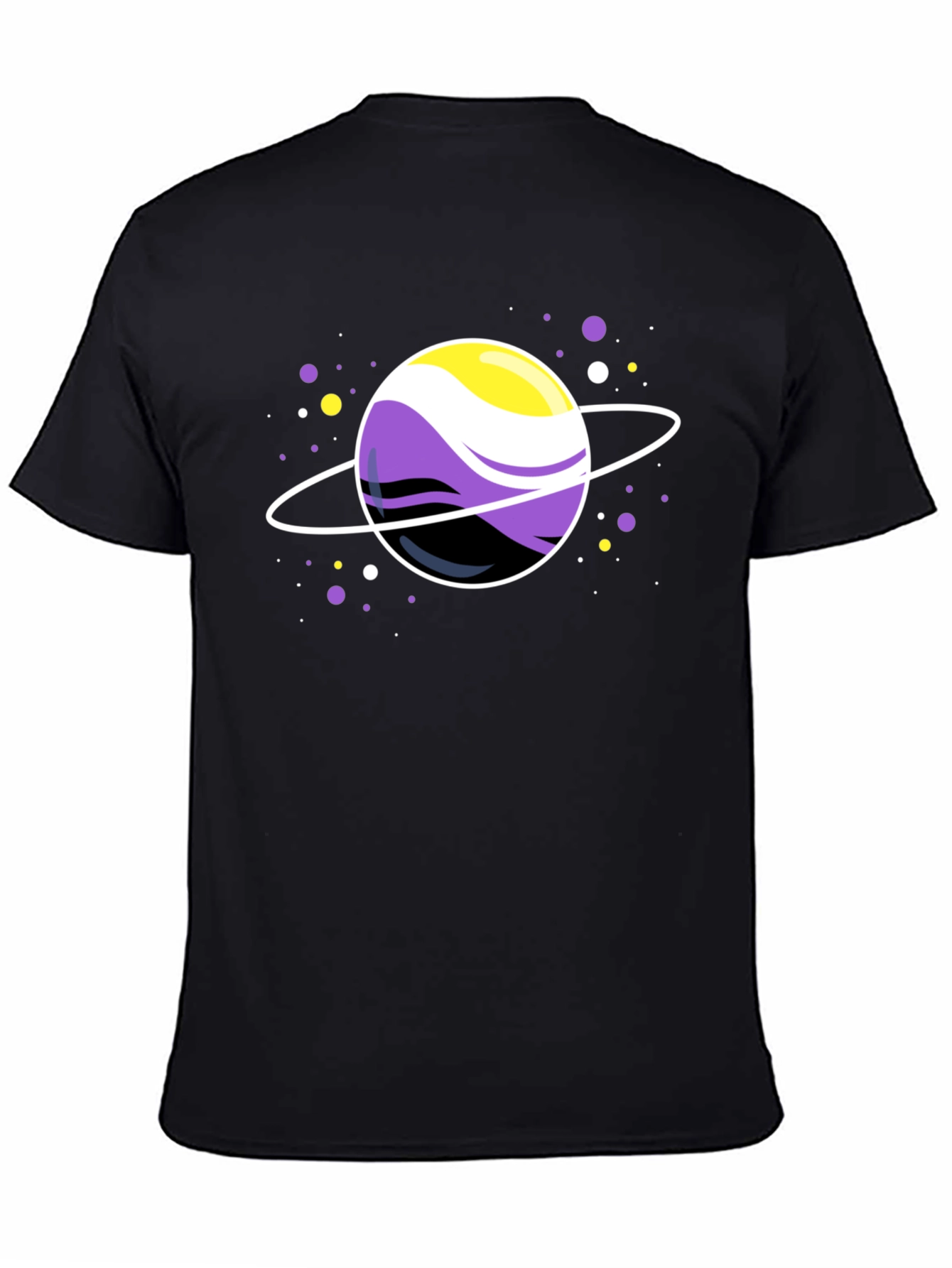 Nonbinary Pride Planet Black T-Shirt
