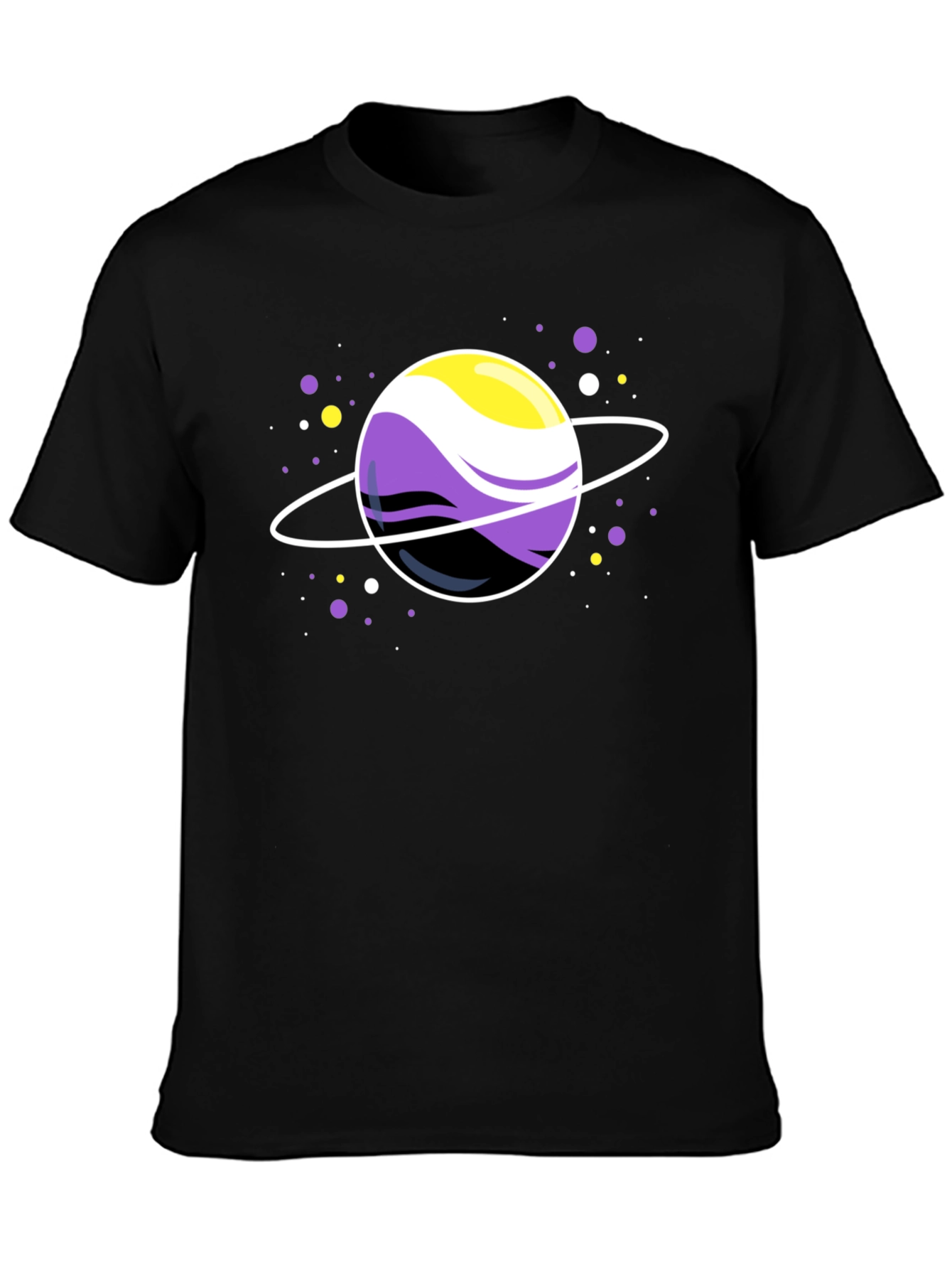Nonbinary Pride Planet Black T-Shirt