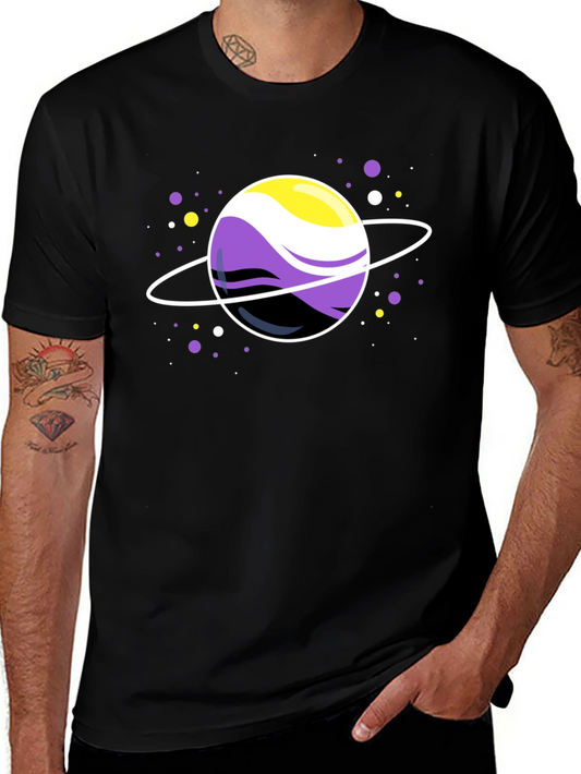 Nonbinary Pride Planet Black T-Shirt